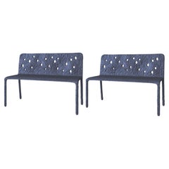 Set of 2 Outdoor Sculpted Contemporary Benches by Faina