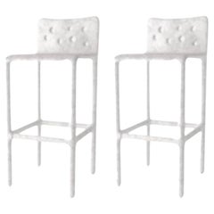 Set of 2 Outdoor White Sculpted Contemporary Chairs by Faina