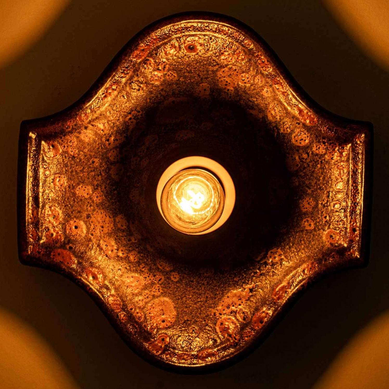 Ensemble de 2 appliques ovales en céramique Fat Lava Style, 1970 en vente 2