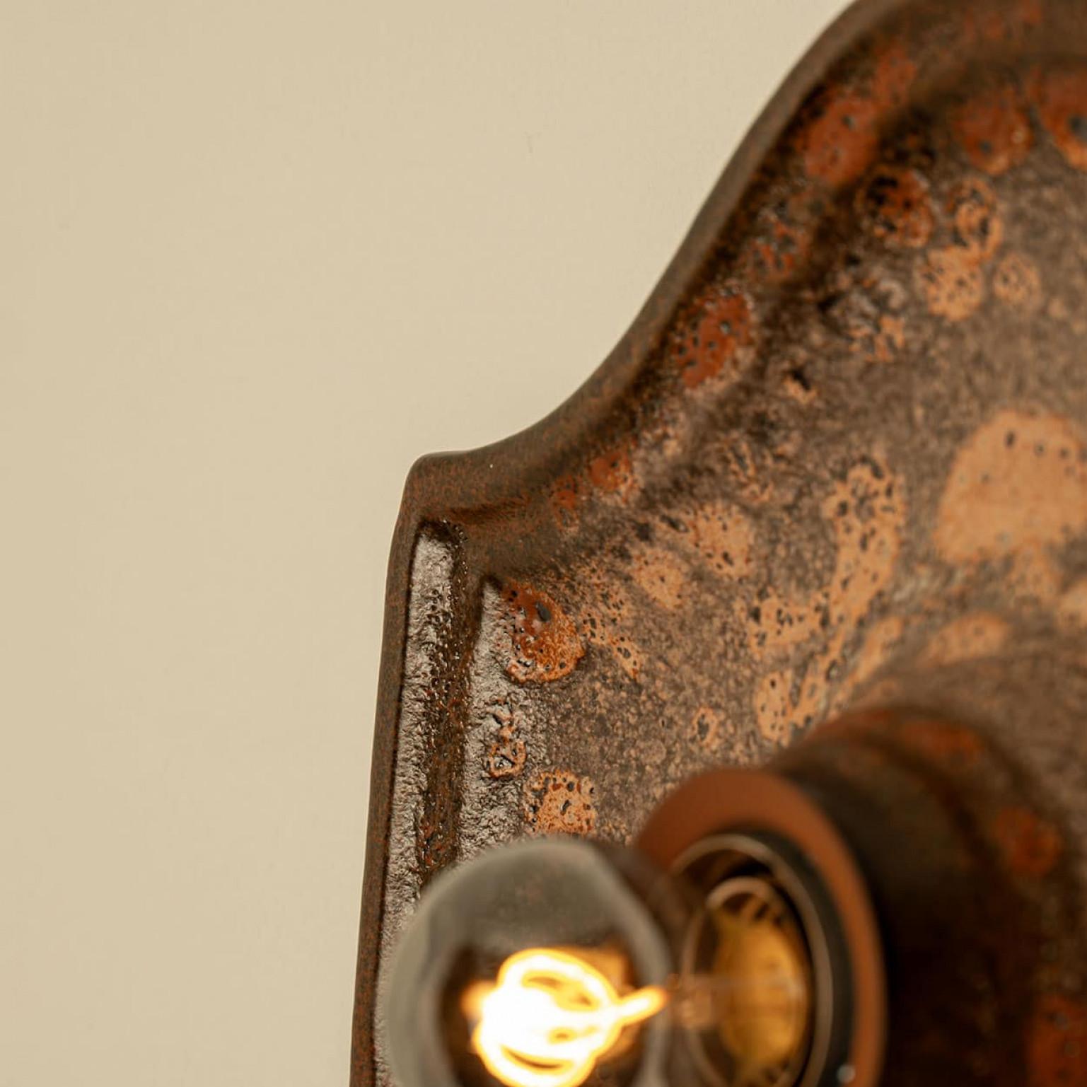 Juego de 2 apliques ovalados de cerámica estilo lava gorda, 1970 Alemán en venta