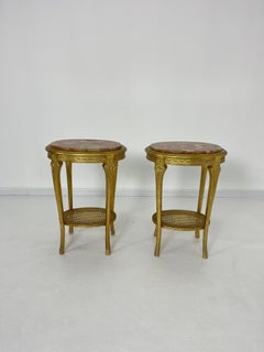 Set Of 2 Oval Italian Mid-Century Nightstands, 1960s.