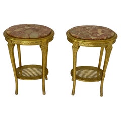 Set Of 2 Oval Italian Mid-Century Nightstands, 1960s.