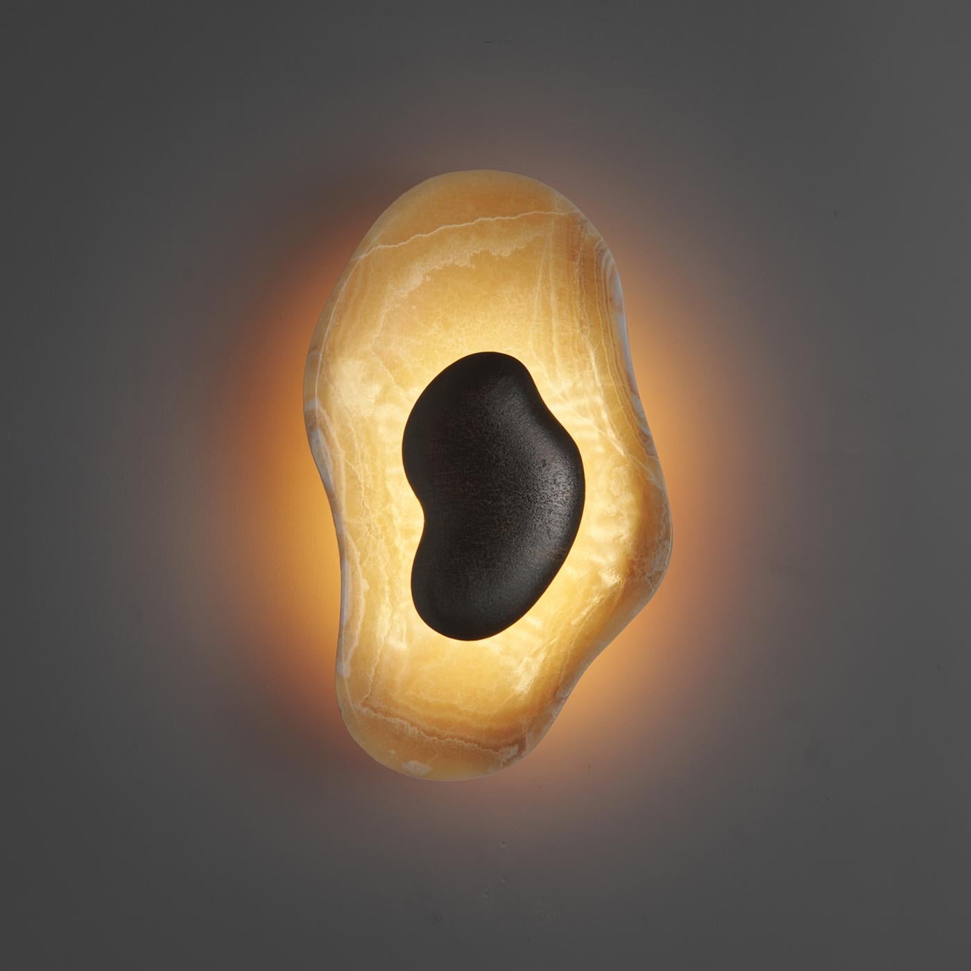 2er-Set Oyster Senfgelbe Onyx & gehämmerte Bronze-Wandleuchte von Matlight (Italienisch) im Angebot