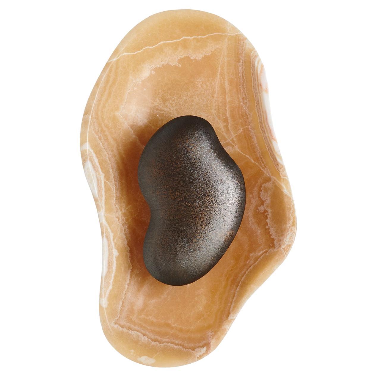 Set di 2 lampade da parete Oyster Mustard Yellow Onyx & Hammered Bronze di Matlight