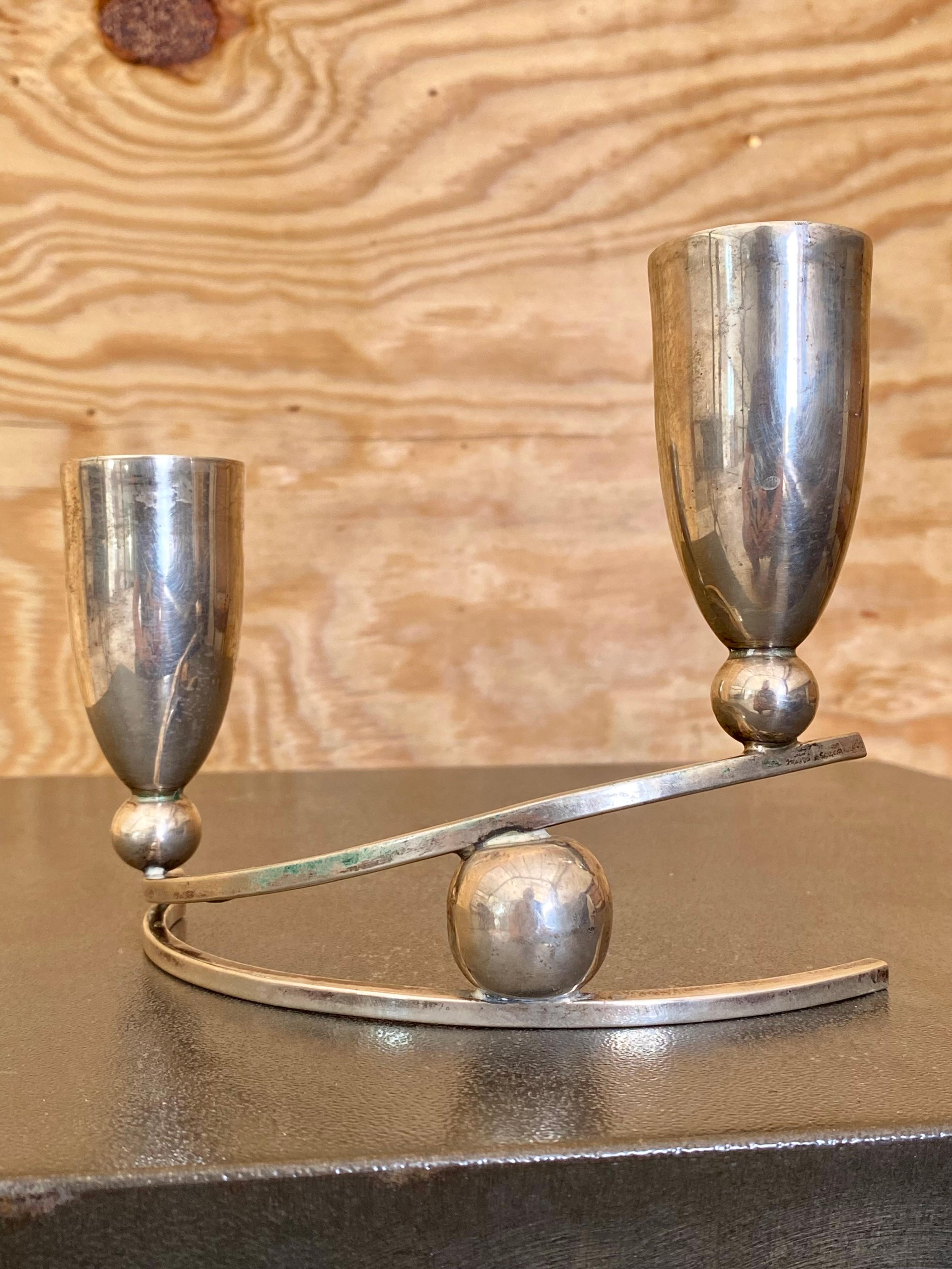 Set di (2) portacandele in argento sterling P. Lopez G. (Messico) in vendita 2