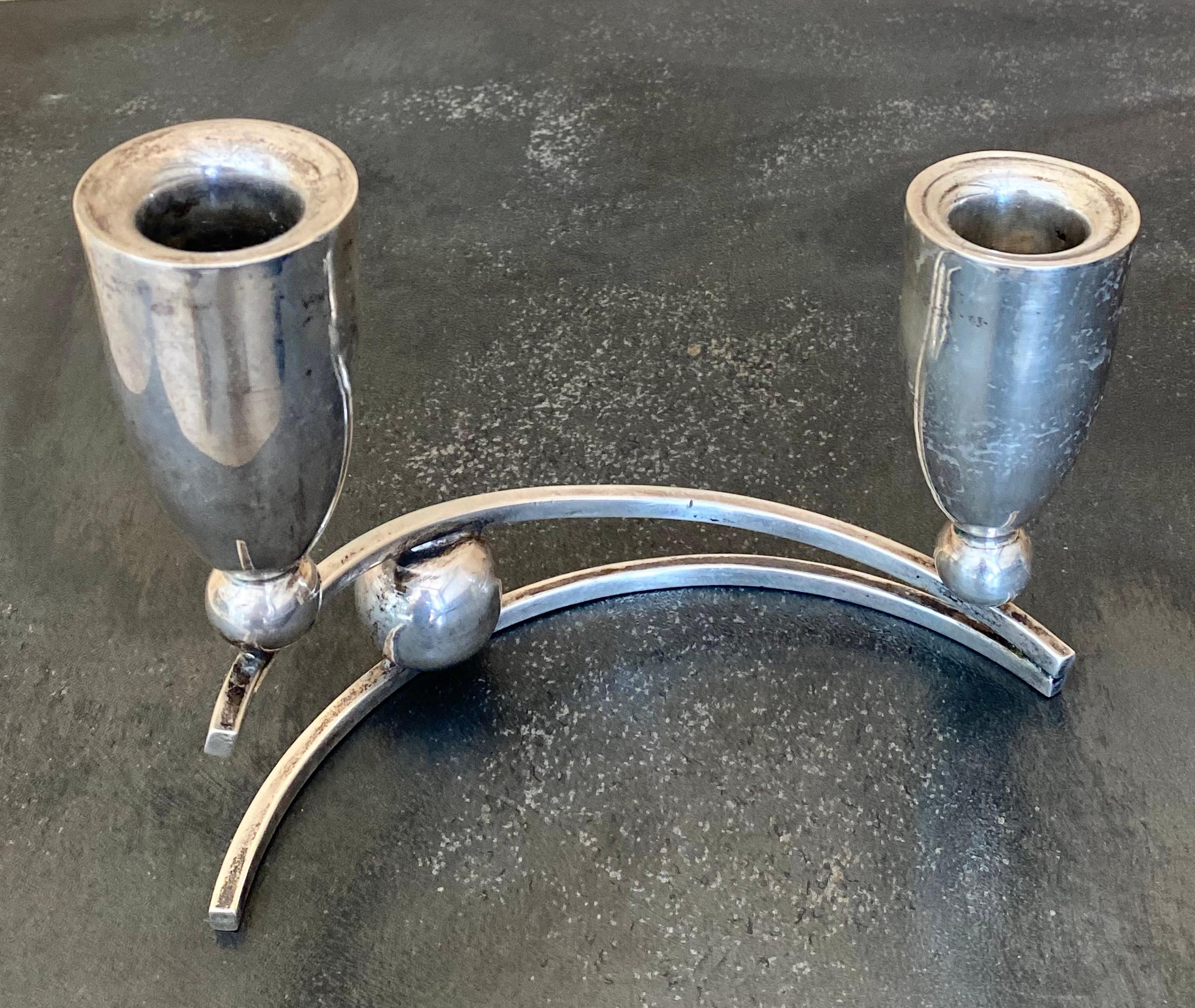 Set di (2) portacandele in argento sterling P. Lopez G. (Messico) in vendita 1