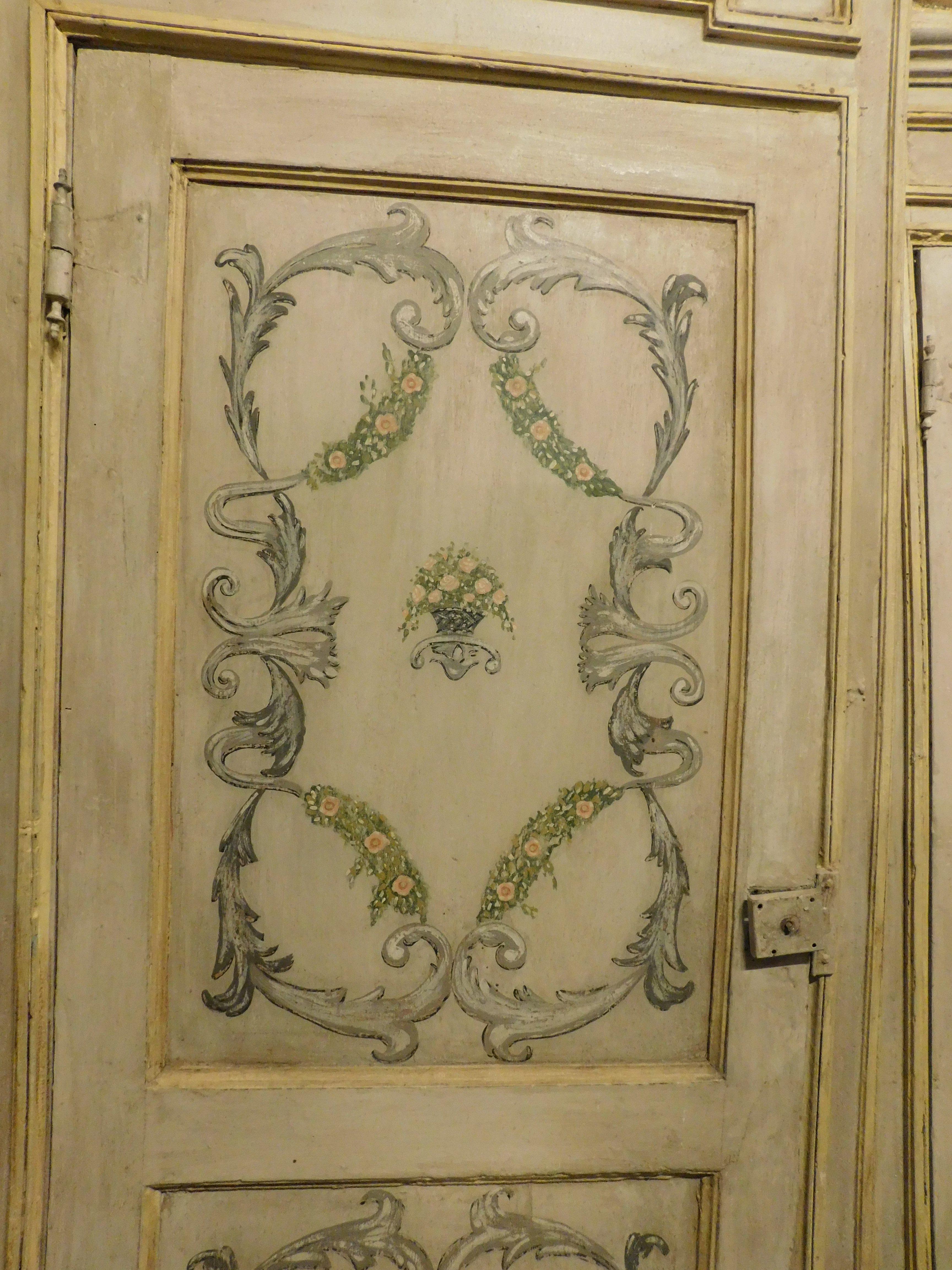 18th Century and Earlier Set of 2 Painted and Lacquered Interior Doors with Frame, 18th Century, Italy For Sale