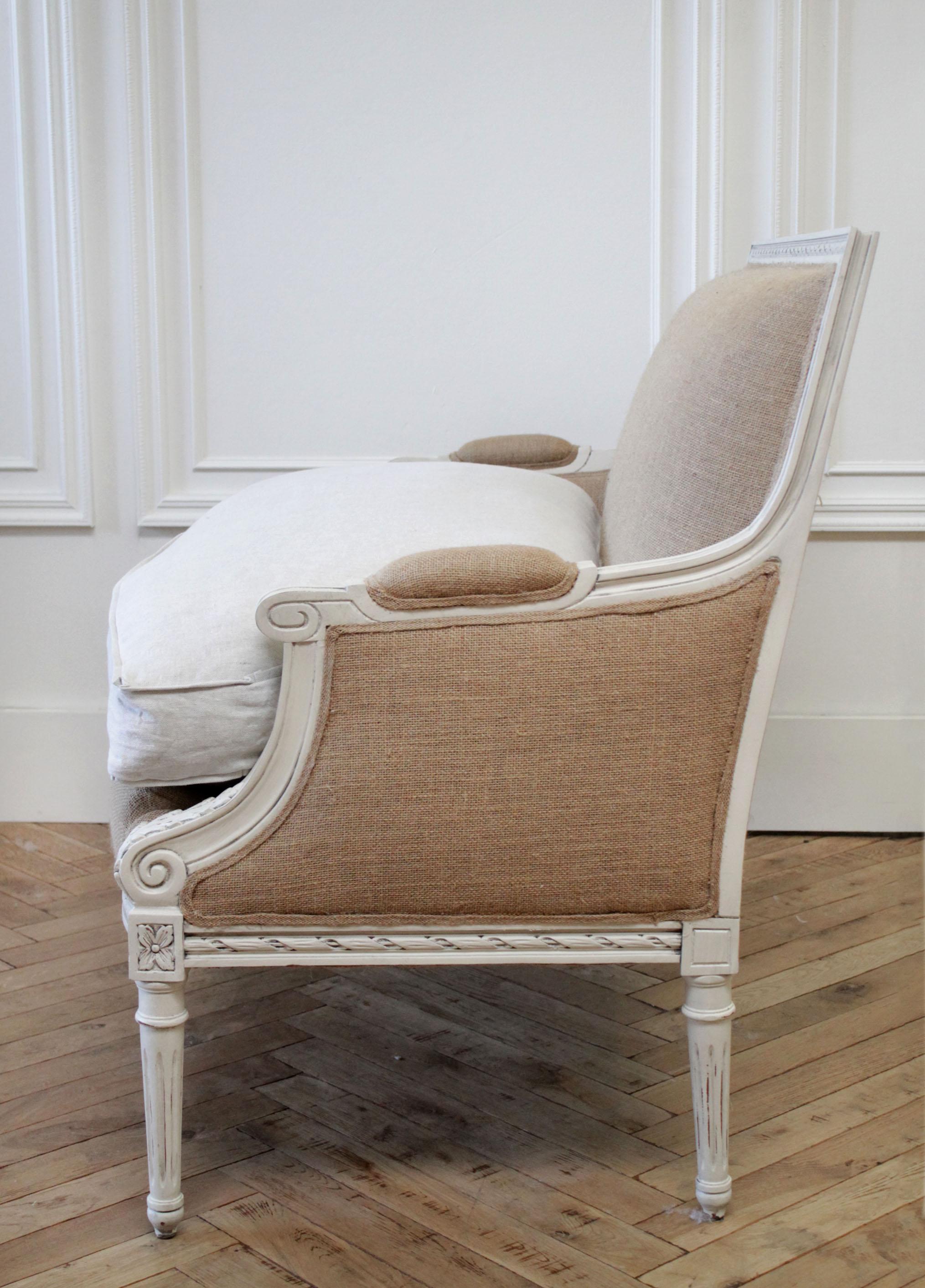 Painted and Upholstered Vintage Louis XVI Style Settees 3