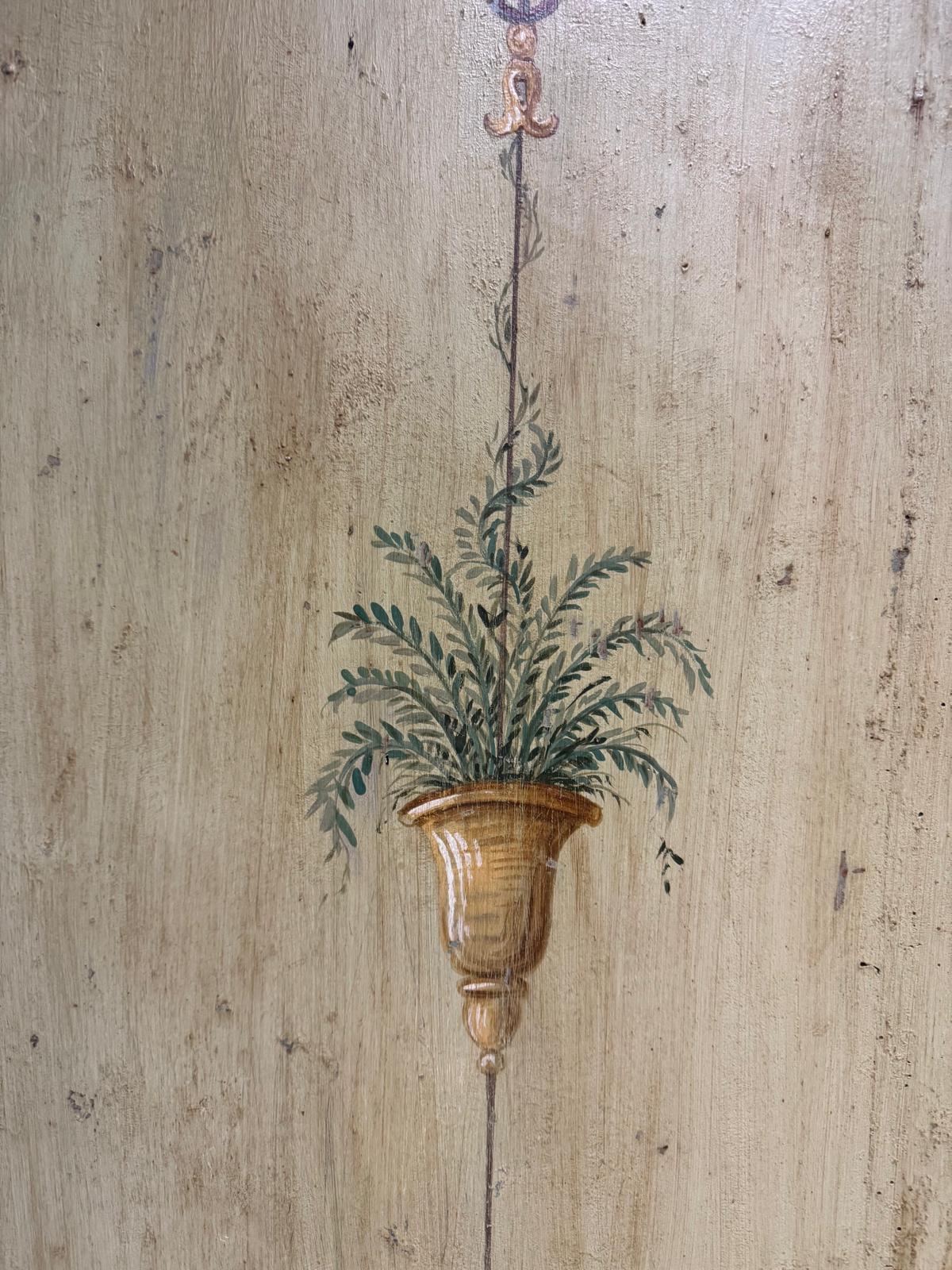 Hand-Painted Set of 2 painted wooden doors with one leaf and floral decorations, Italy For Sale