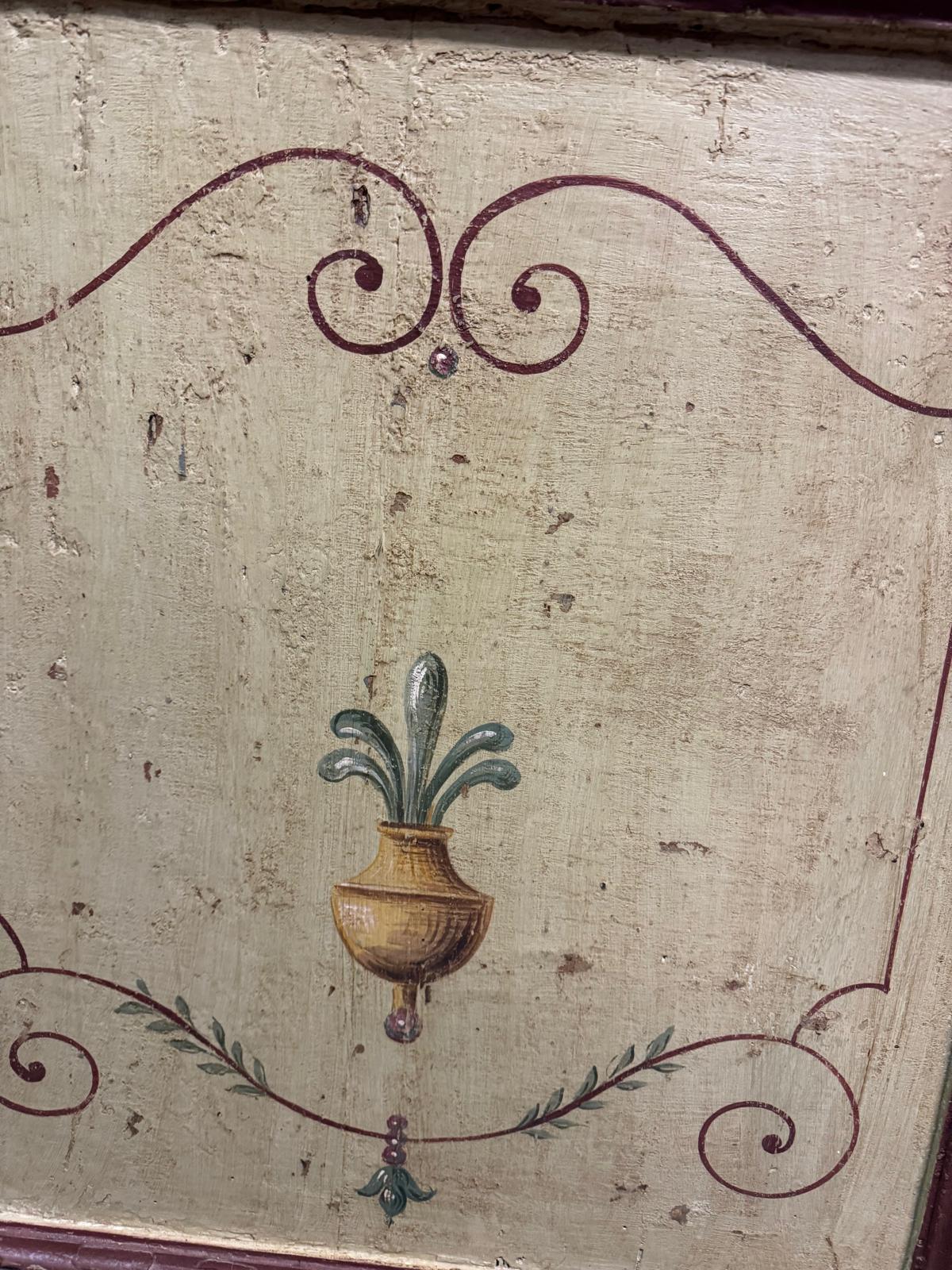 18th Century and Earlier Set of 2 painted wooden doors with one leaf and floral decorations, Italy For Sale