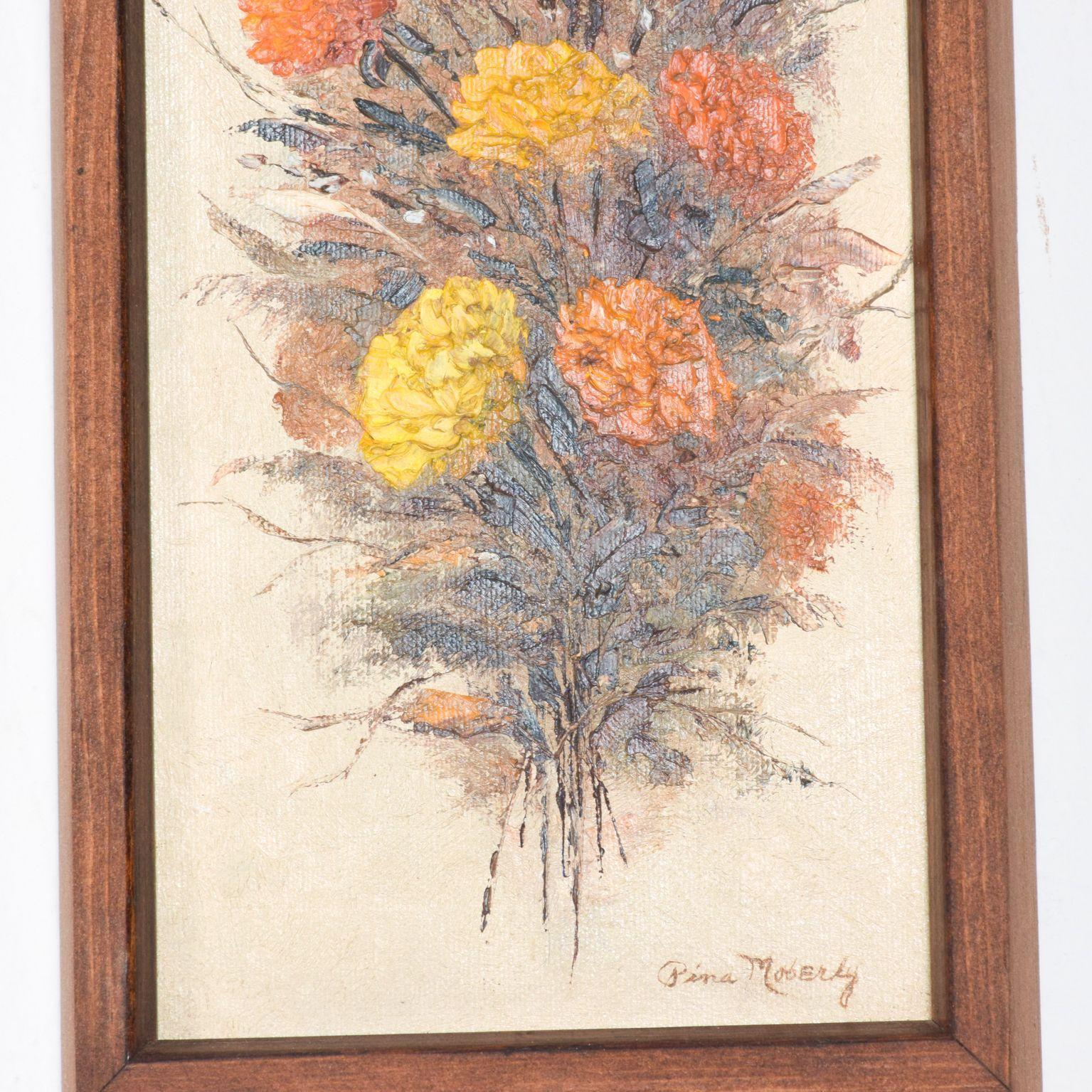 AMBIANIC presents
Signed Artwork, Set of Two Paintings by artist Pina Moberly
Mid Century Modern1960s
Yellow Orange Floral Bouquet Wood Frame.
13 x 7 x 1.25
Original unrestored vintage preowned condition.
See images please.