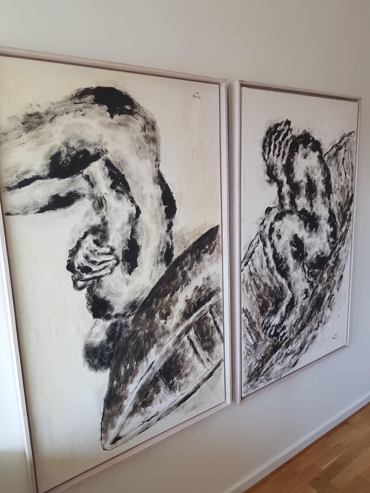 2 works by the internationally acclaimed Greek artist Pavlos Habidis who has held art exhibitions in cities like Tokyo, Paris and Athens.

Oil and ink on canvas. Painted in 1989 and 1991. Robust wooden framework. Sold as a set of 2.

Dimensions