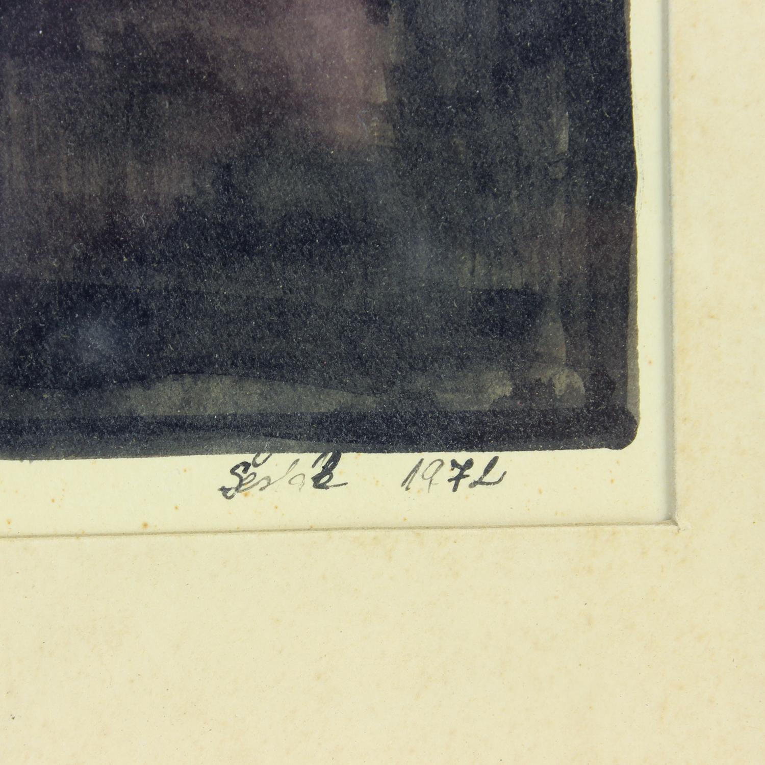 Set Of 2 Paintings On Paper, Signed Sestak 1972 For Sale 3