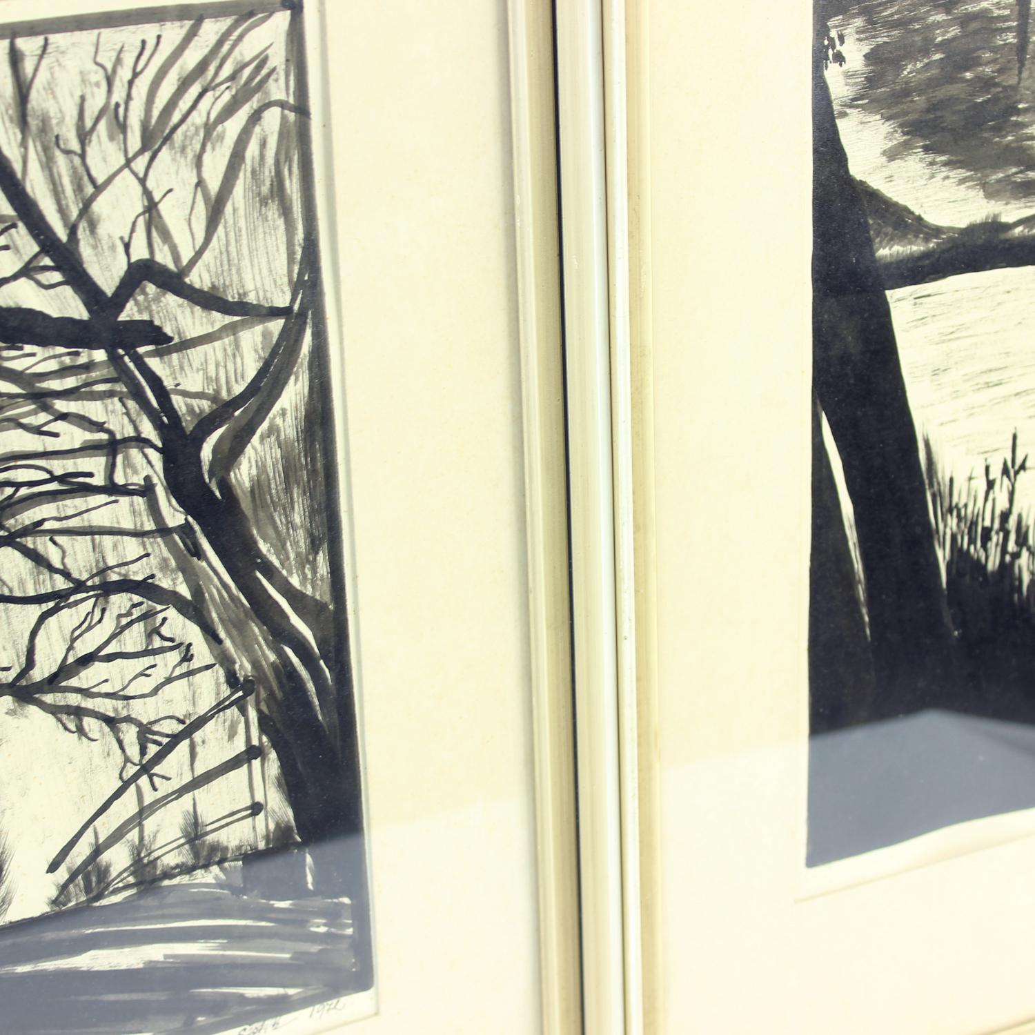 Set Of 2 Paintings On Paper, Signed Sestak 1972 For Sale 7