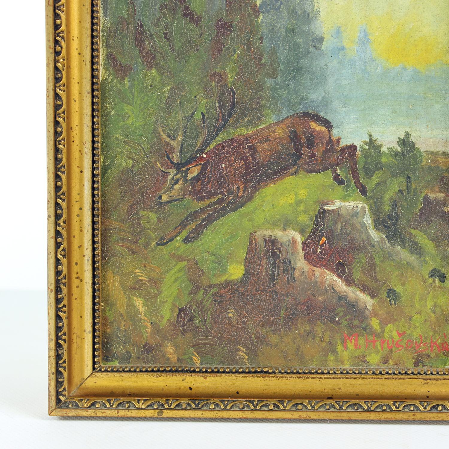 Satz von 2 Gemälden, Farbe auf Papier, von M. Hrušovská, Tschechoslowakei 1950er Jahre im Zustand „Gut“ im Angebot in Zohor, SK