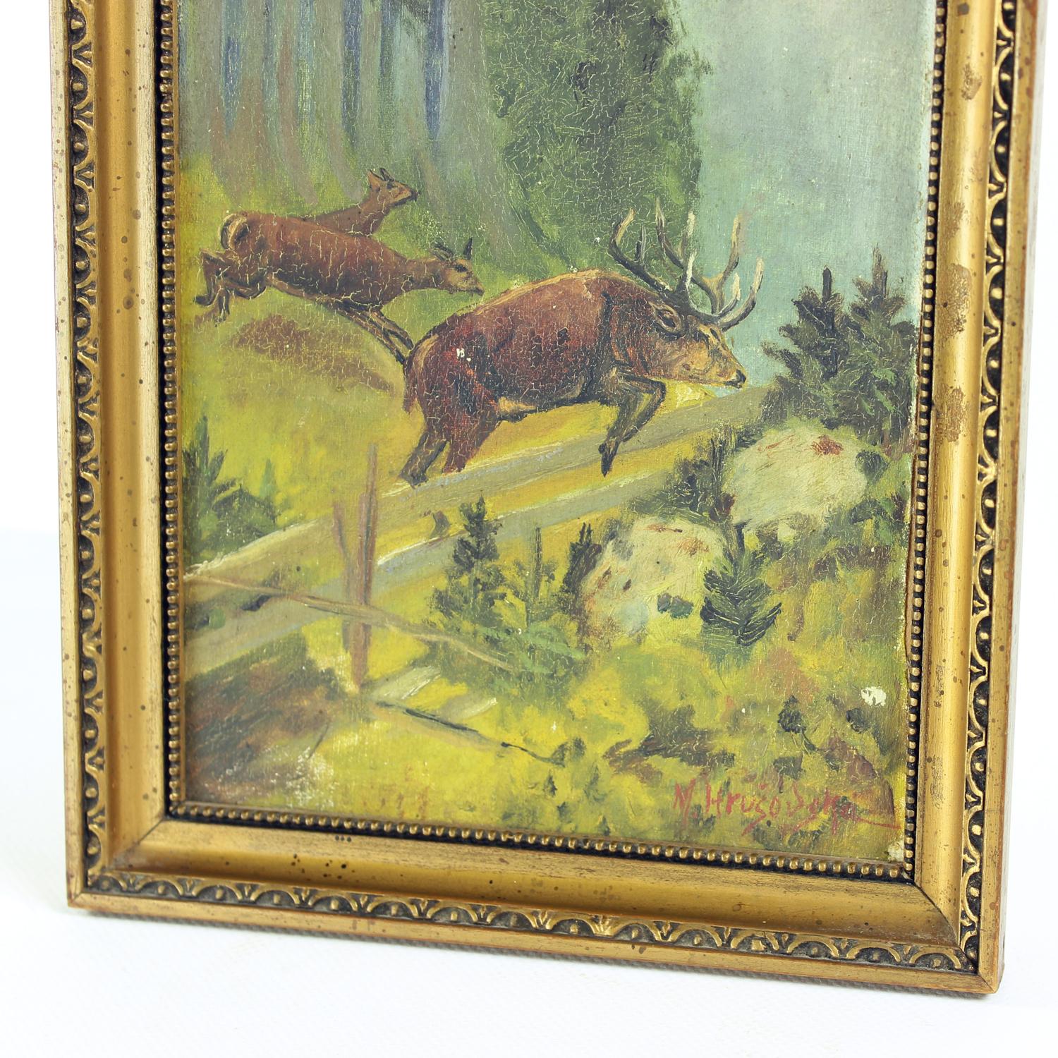 Satz von 2 Gemälden, Farbe auf Papier, von M. Hrušovská, Tschechoslowakei 1950er Jahre im Angebot 2