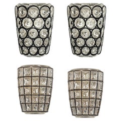 Set of 2 Pairs of Wall Lights Sconces Iron Glass by Limburg, Germany, 1960s