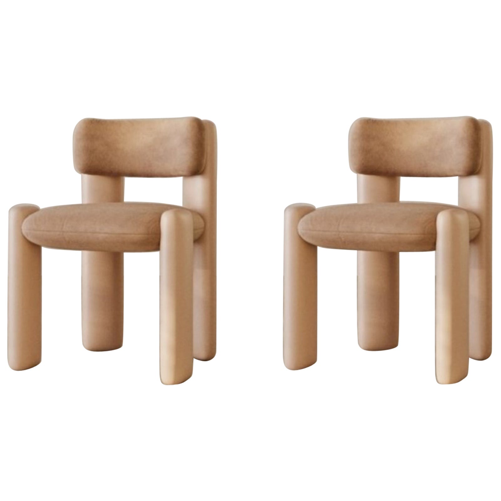Set aus 2 blassrosa Lola-Stühlen von Nelson Araujo im Angebot