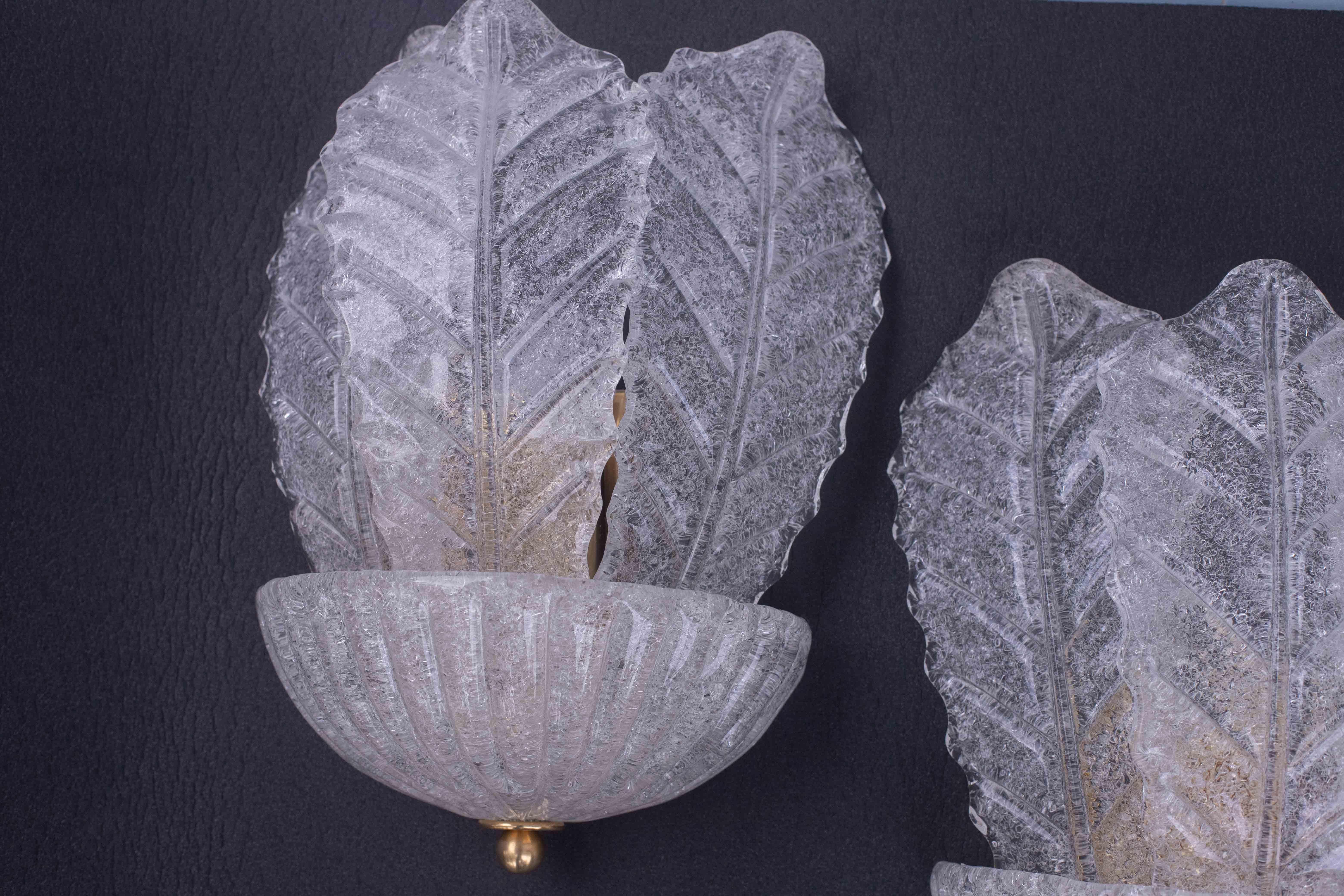 Set di 2 Palermo, Eleganza di Murano, Foglie trasparenti, 1970 in vendita 4