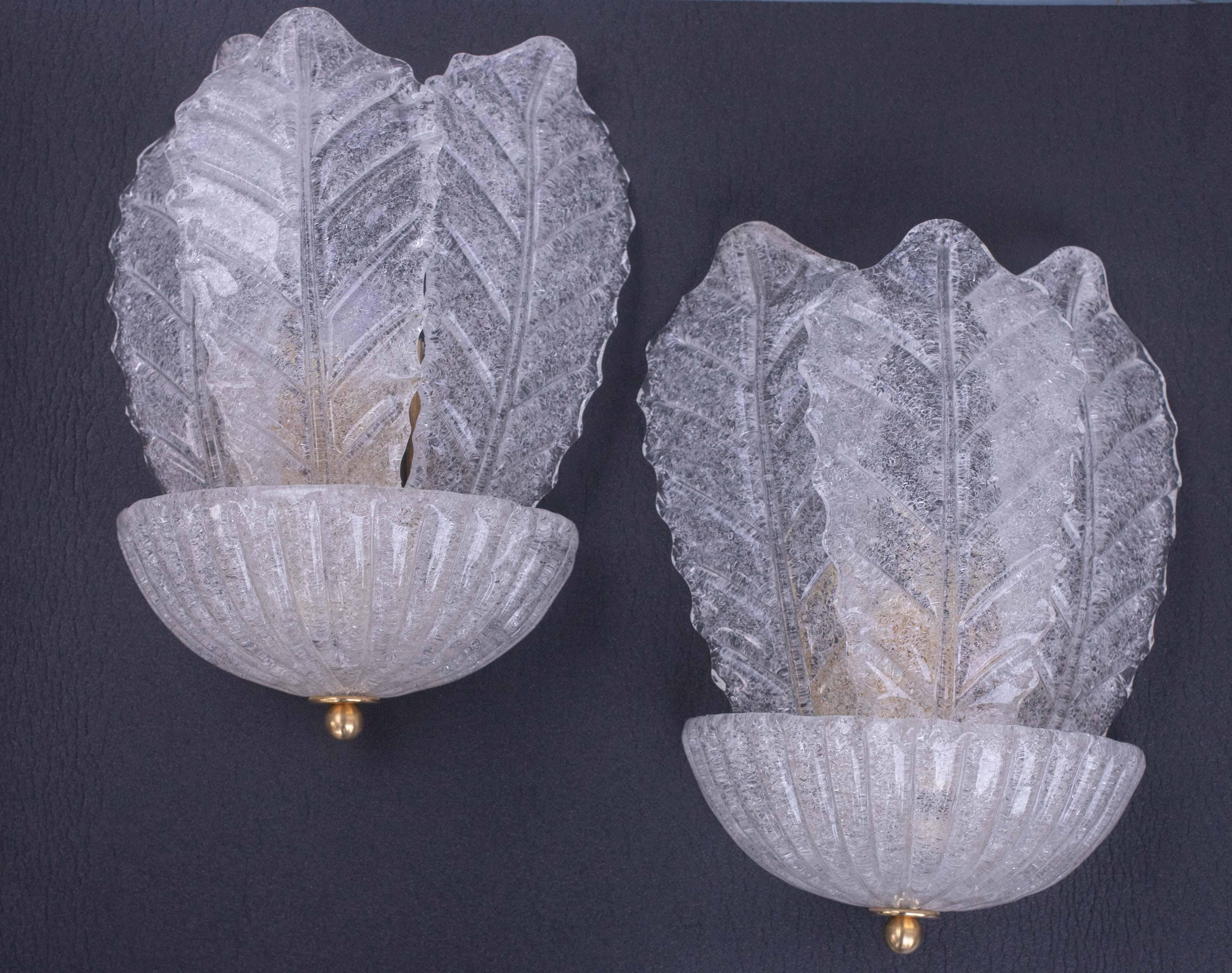 Set di 2 Palermo, Eleganza di Murano, Foglie trasparenti, 1970 in vendita 6