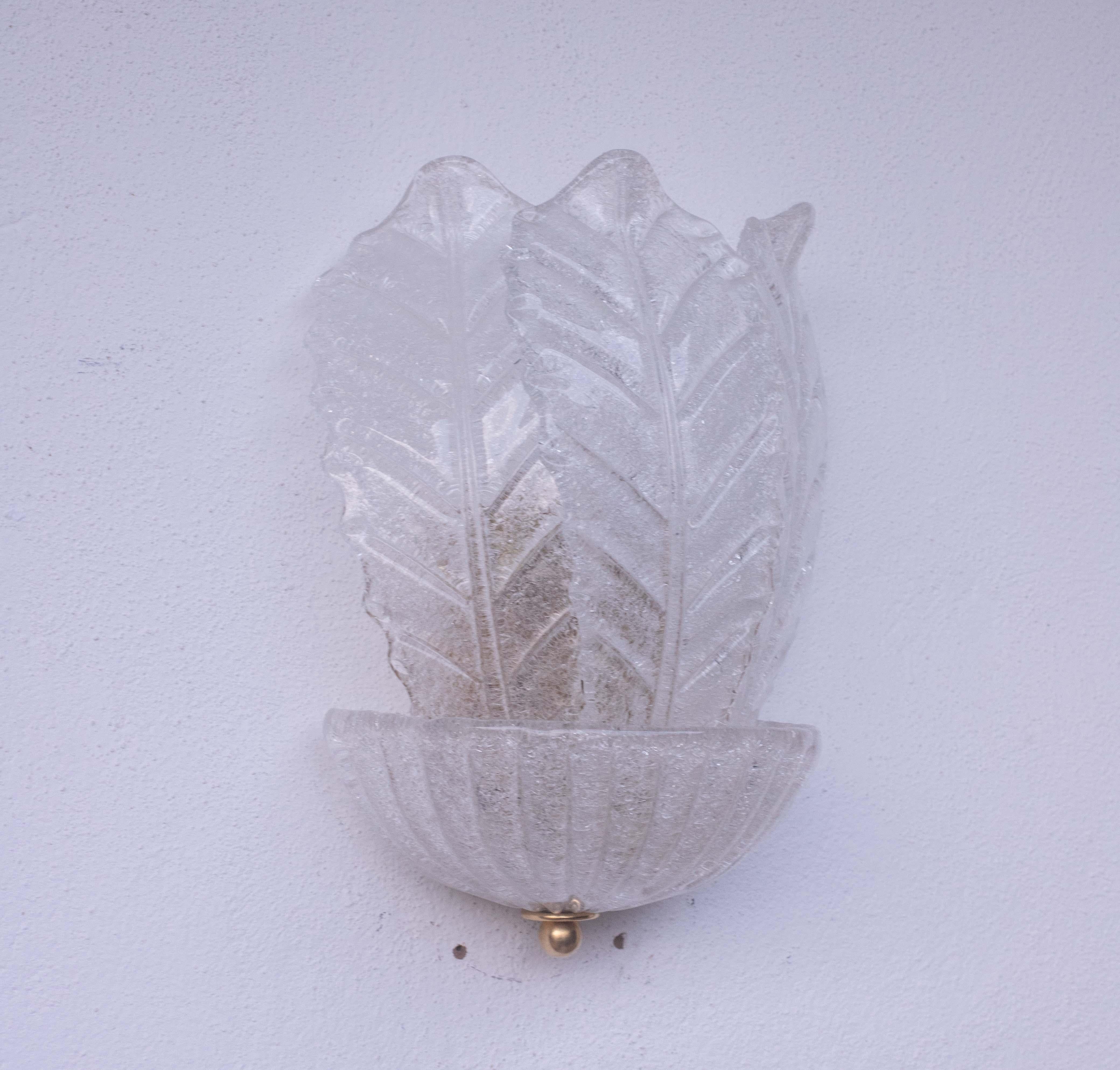 Set di 2 Palermo, Eleganza di Murano, Foglie trasparenti, 1970 In condizioni buone in vendita a Roma, IT