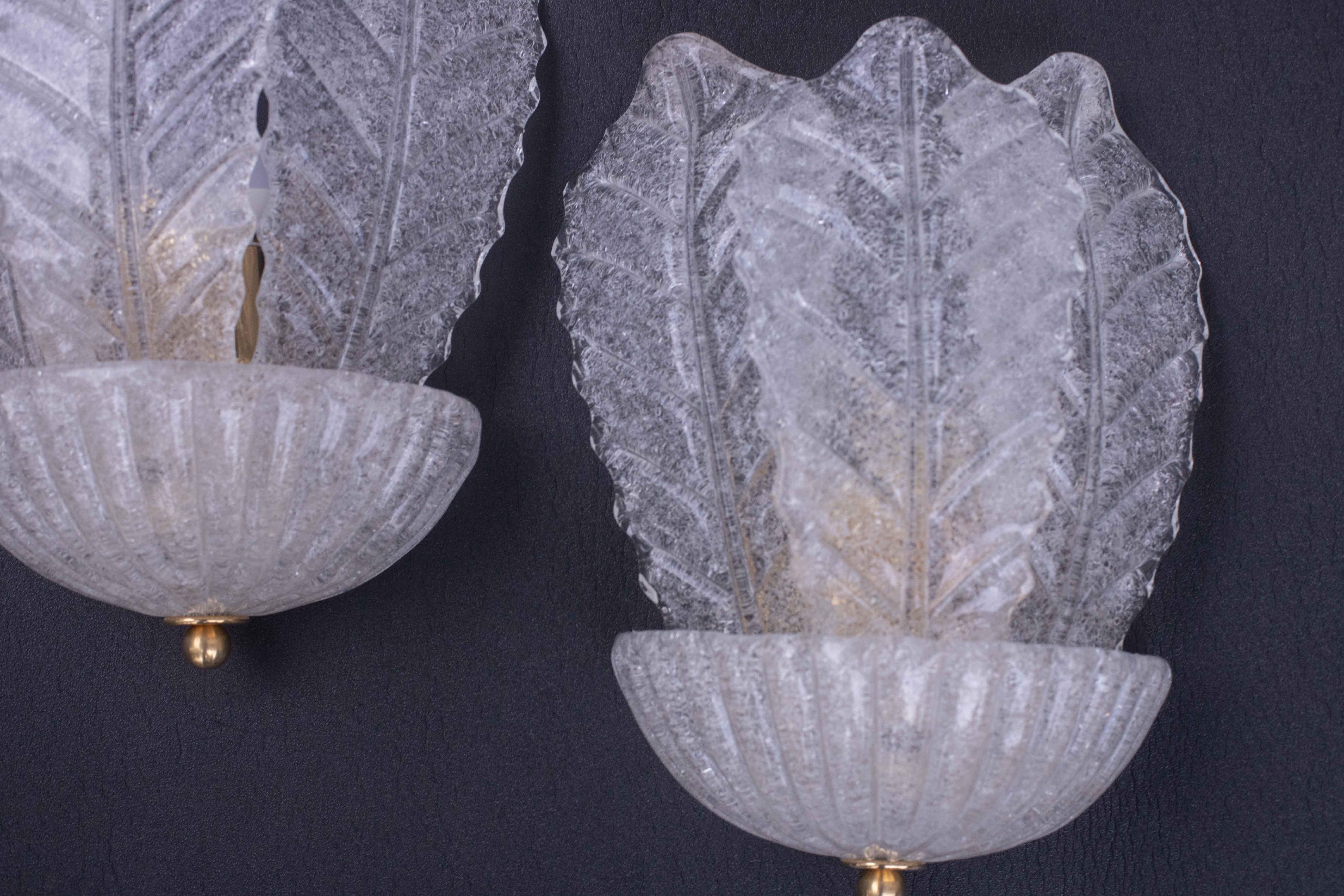 Set di 2 Palermo, Eleganza di Murano, Foglie trasparenti, 1970 in vendita 3