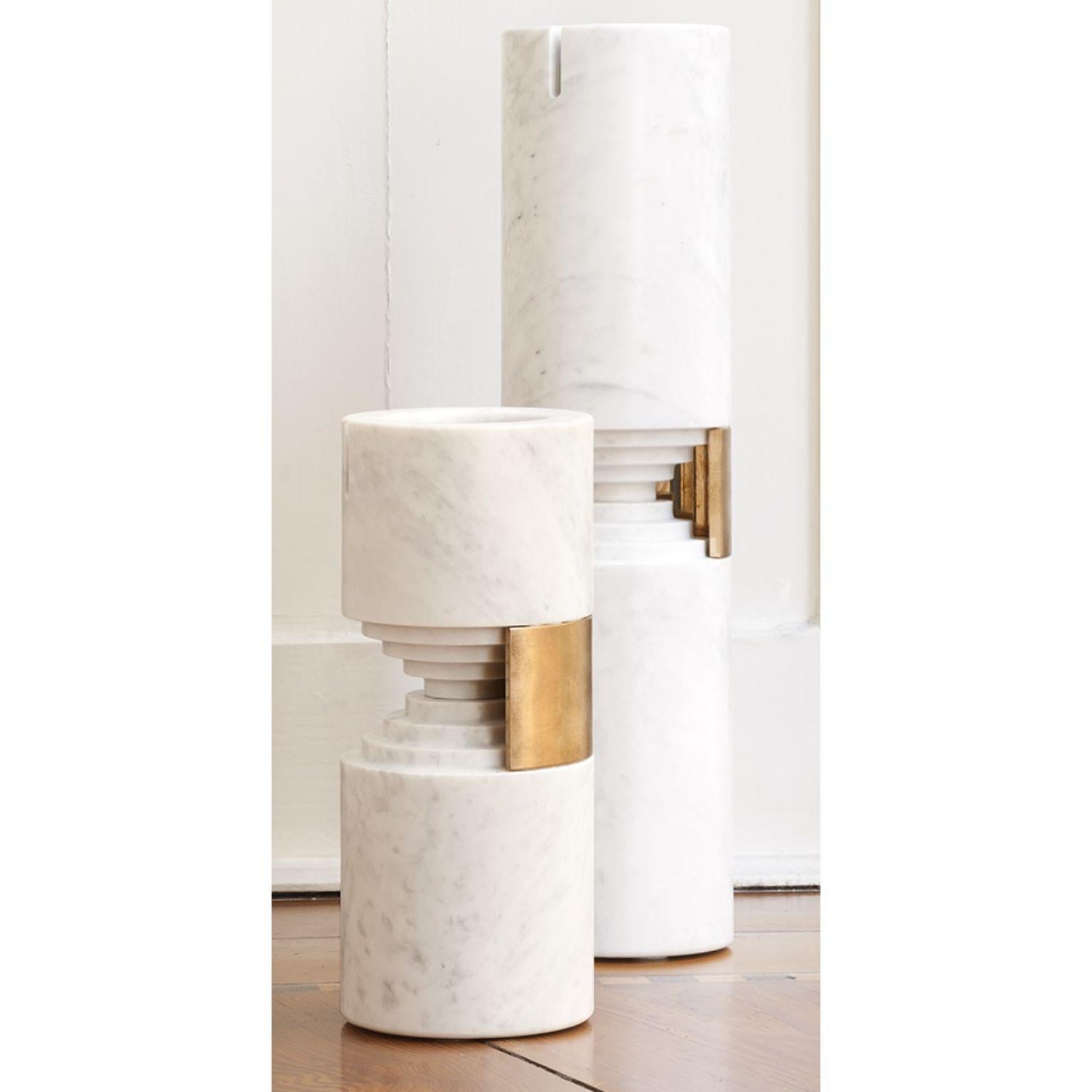 Set of 2 Palissandro Classic Trieste Vases by Andrea Bonini
Limited Edition
Dimensions: 
Big Vase: Ø 10 x H 40 cm.
Small Vase: Ø 10 x H 24 cm.
Materials: Palissandro classic and natural brass. 

Made in Italy. Limited series, numbered and signed