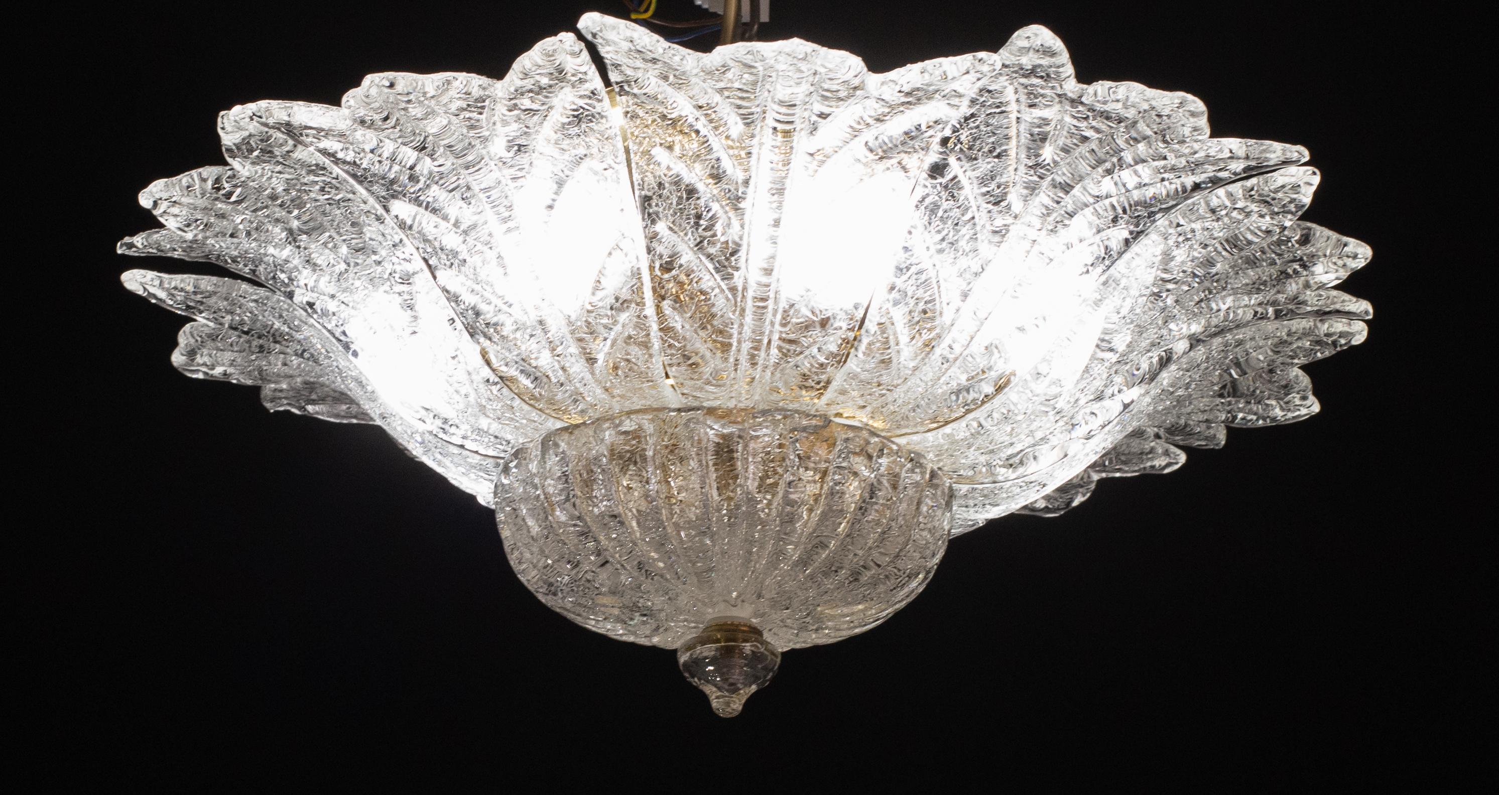 Set of 2 Palmetta, Italian Murano Glass Ceiling Light or Flush Mount, 1970s In Good Condition For Sale In Roma, IT