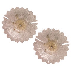 Set of 2 Palmetta, Italian Murano Glass Ceiling Light or Flush Mount, 1970s