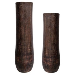 Set of 2 Palmwood Planters with Elegant Wood Textures and Form