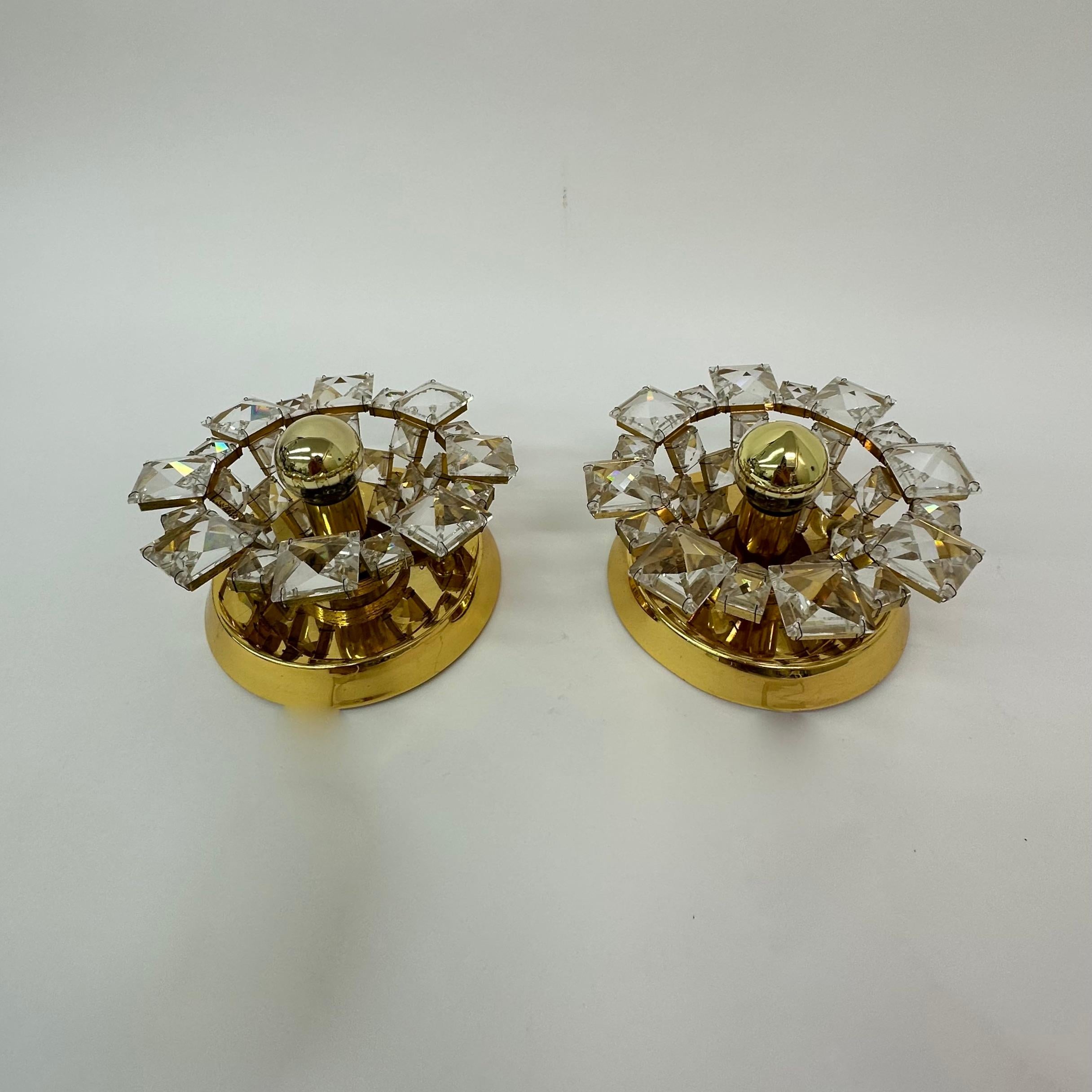 Set of 2 Palwa crystal wall lamps , 1970’s Germany In Good Condition For Sale In Delft, NL