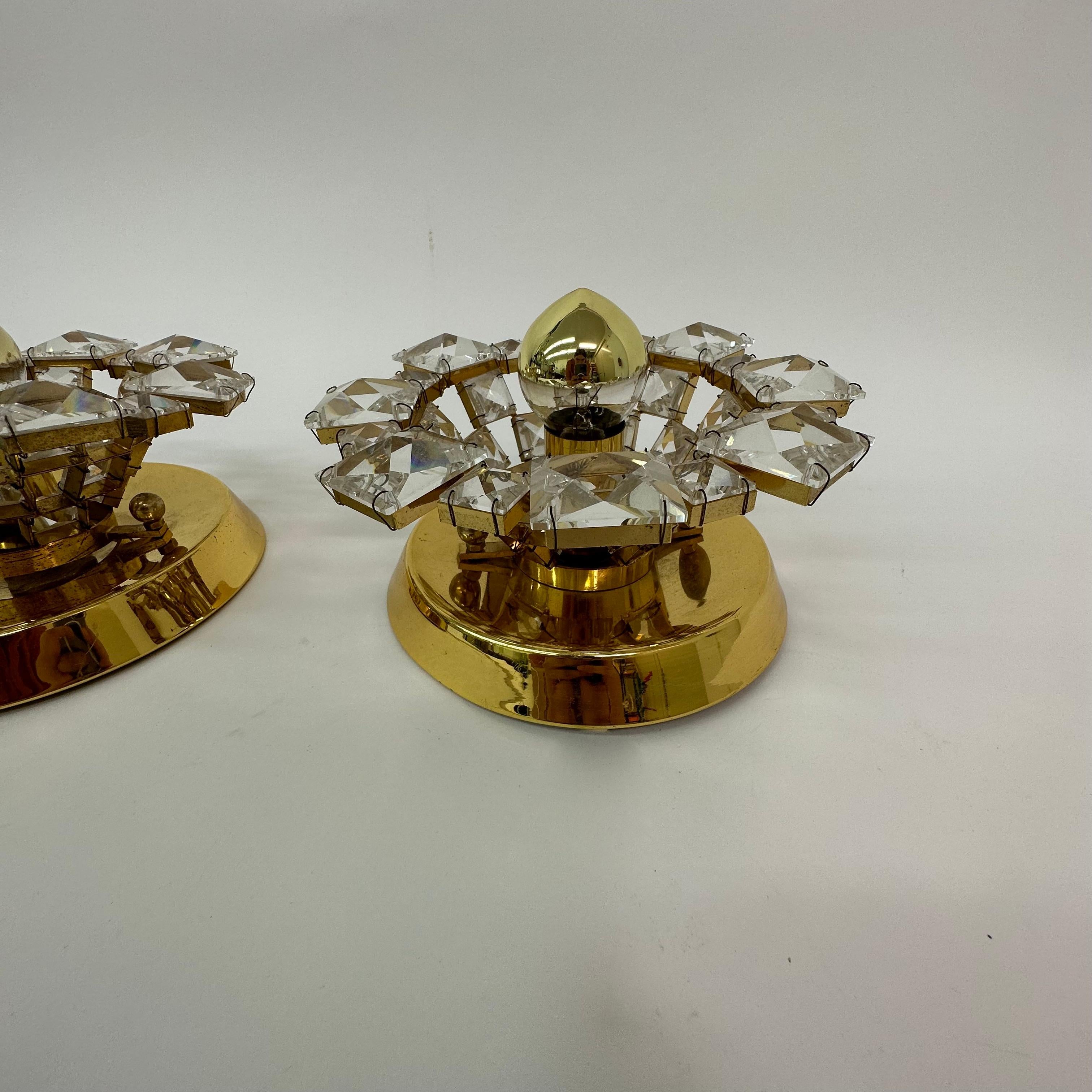 Late 20th Century Set of 2 Palwa crystal wall lamps , 1970’s Germany For Sale