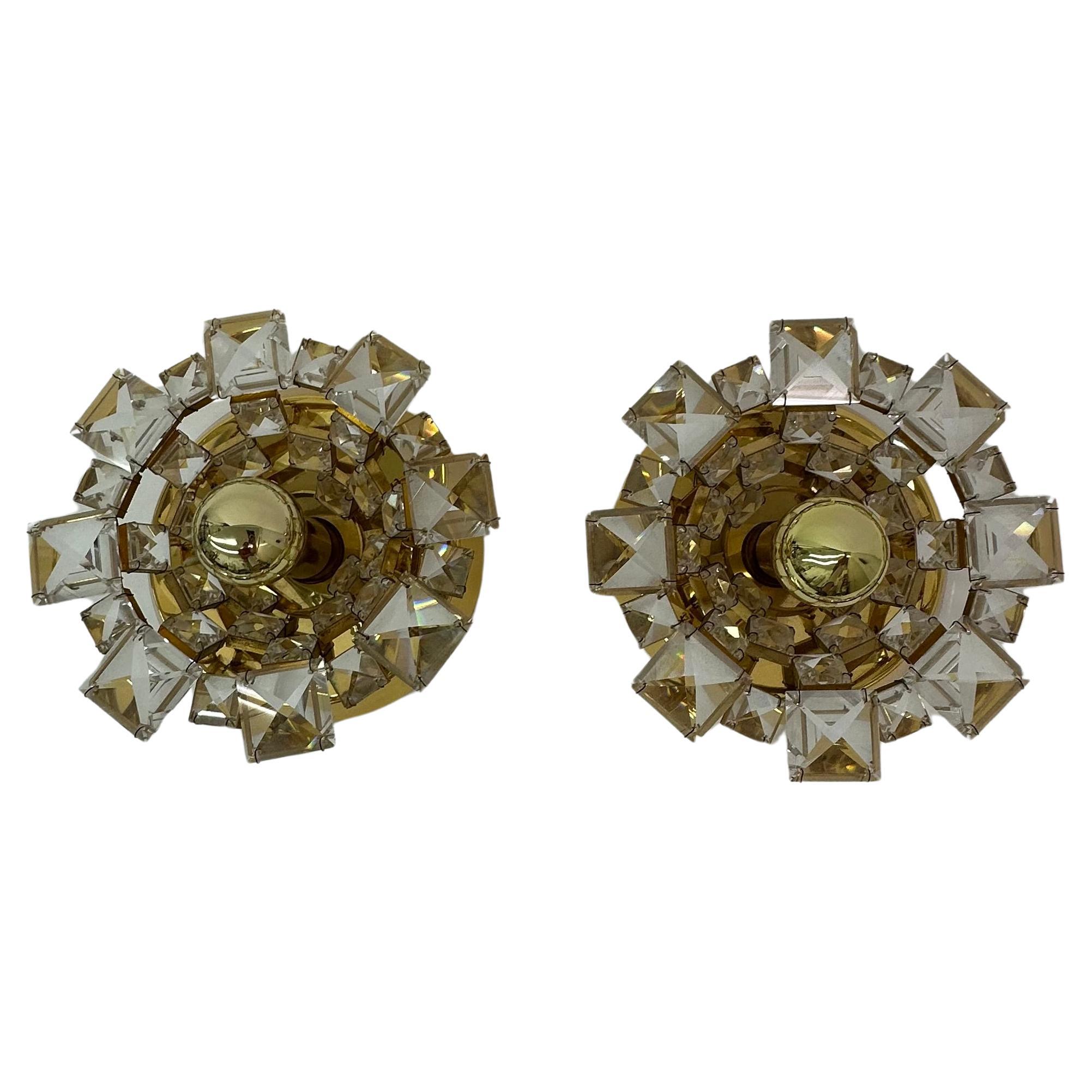 Set of 2 Palwa crystal wall lamps , 1970’s Germany For Sale