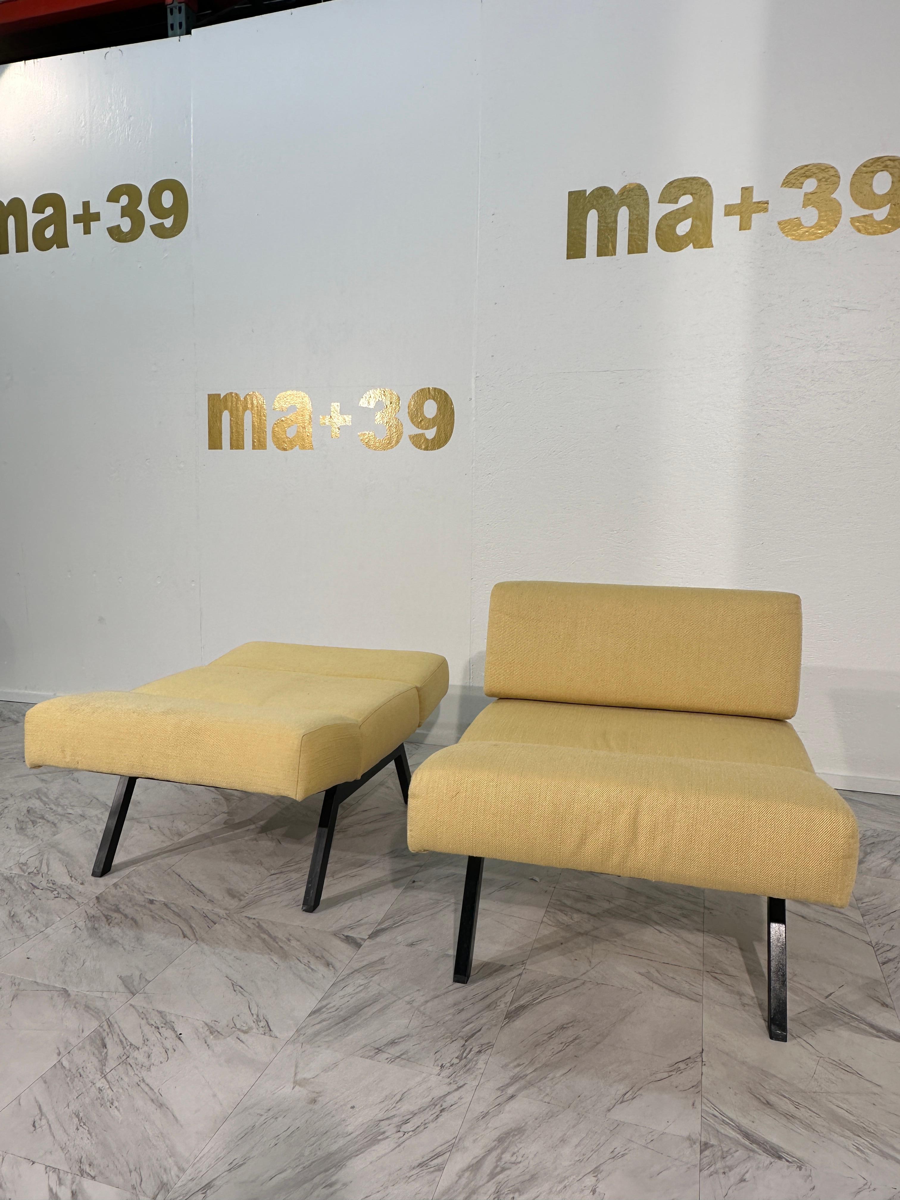 Mid-20th Century Set of 2 Panchetto Lounge Chairs Designed by Rito Valla for IPE Bologna 1960s For Sale