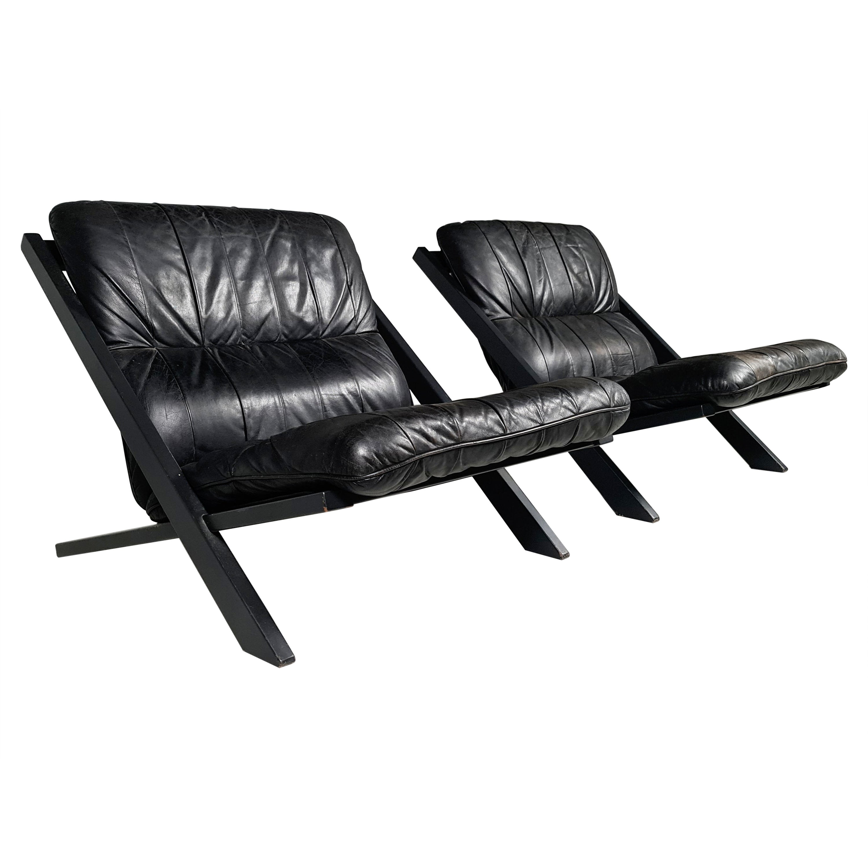 Set of 2 Patchwork De Sede Ds-80 Lounge Chairs, 1970s