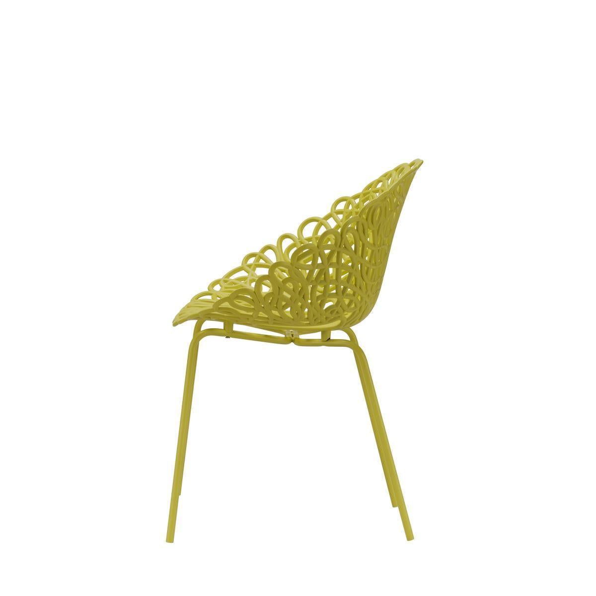 Italian Set of 2 Pcs Bacana Chair Indoor/Outdoor in Mustard by Estudio Campana For Sale