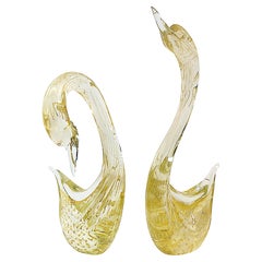 Set of 2 pcs. Decorative Italian Handmade Murano Glass Birds/Swans Sculptures