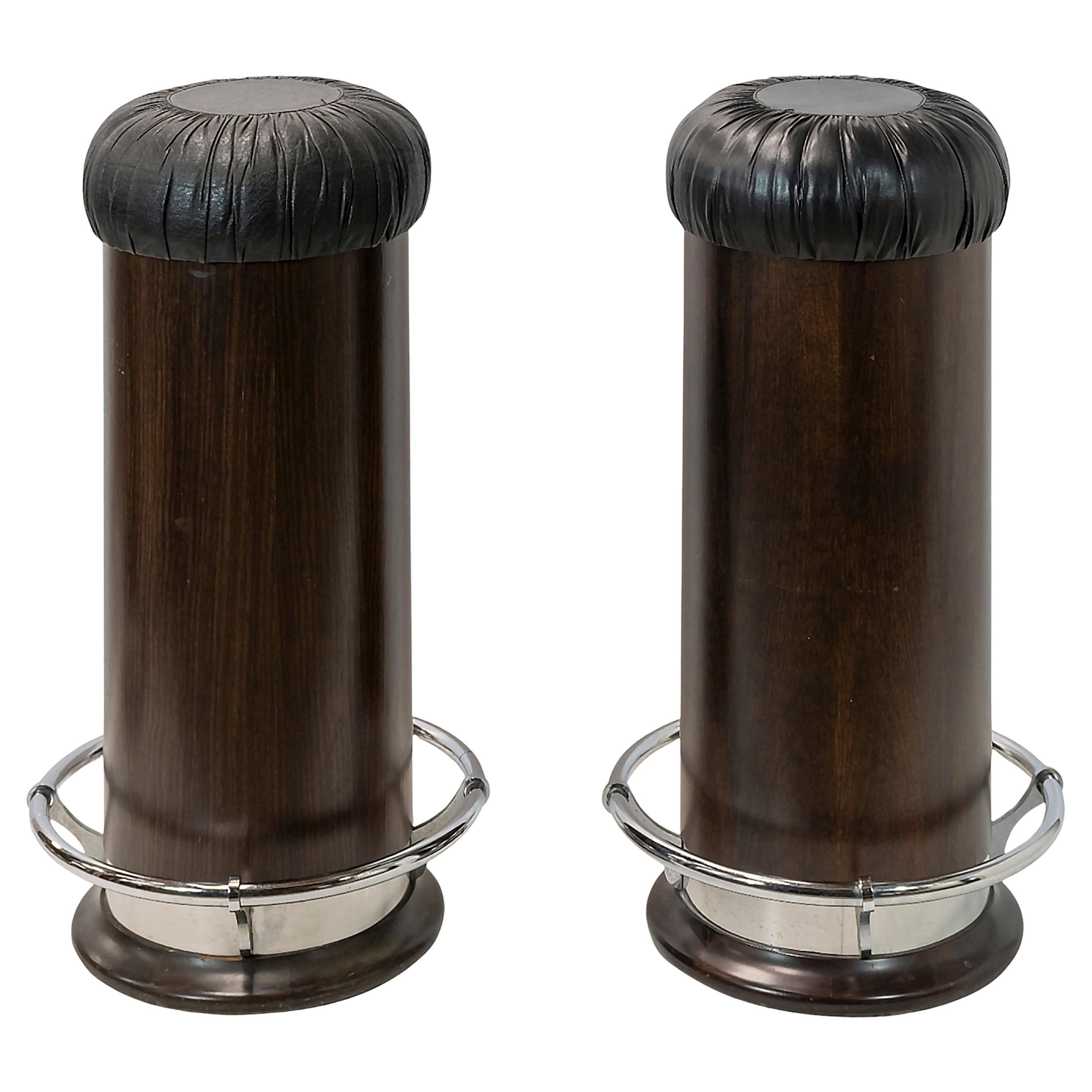 Set of 2 Pcs. Italian Mid-Century Luciano Frigerio Bar Stools, 1970
s