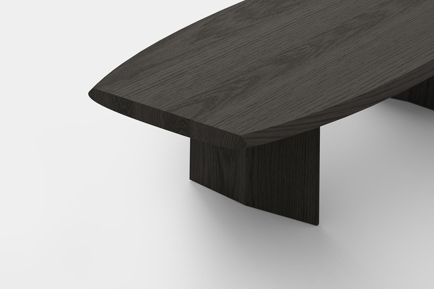 Set of 2 Peana Coffee Tables, Bench in Black Tinted Wood Finish by Joel Escalona For Sale 12