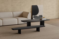 Set of 2 Peana Coffee Tables, Bench in Black Tinted Wood Finish by Joel Escalona