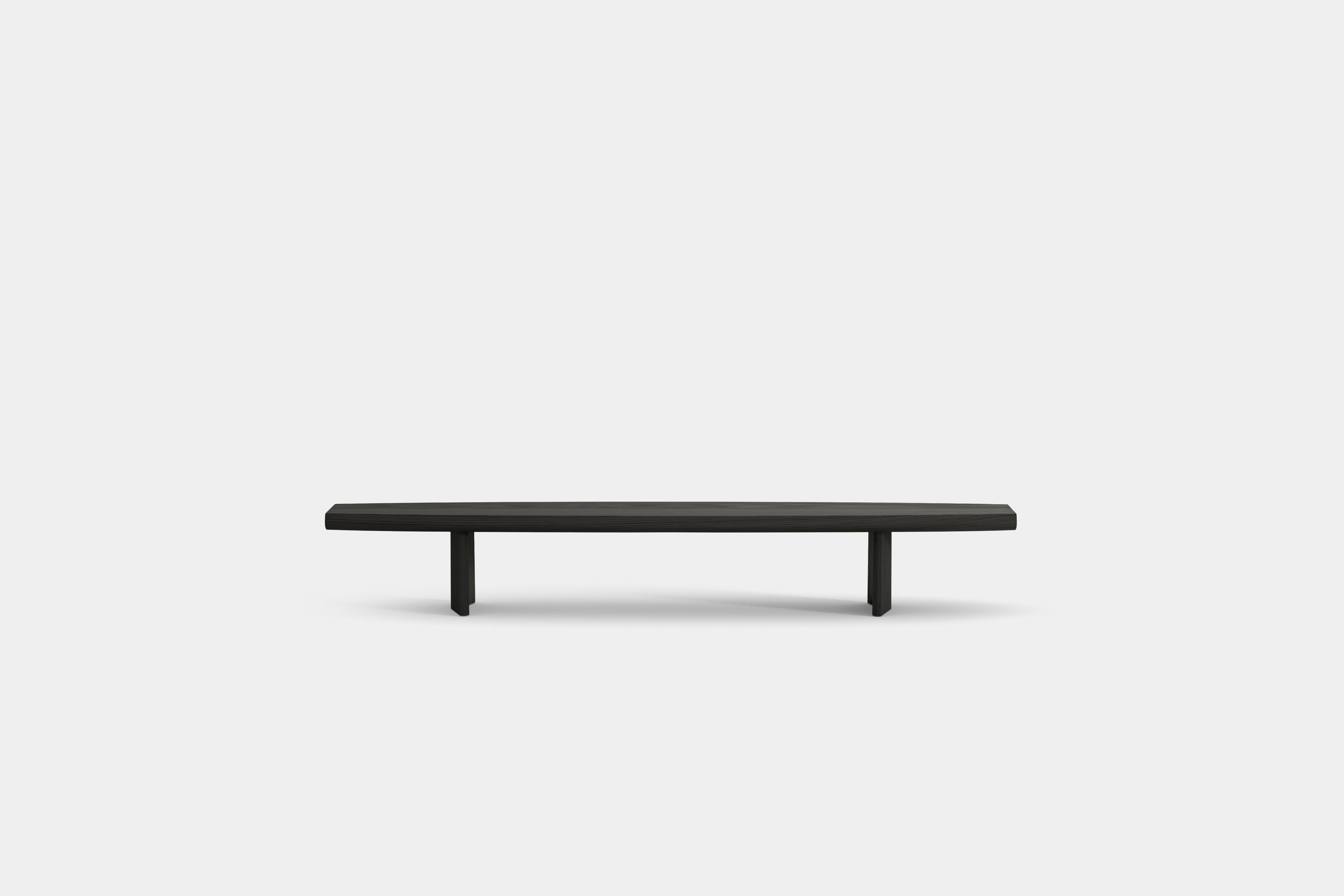 Set of 2 Peana Coffee Tables, Bench in Black Tinted Wood Finish by Joel Escalona For Sale 2