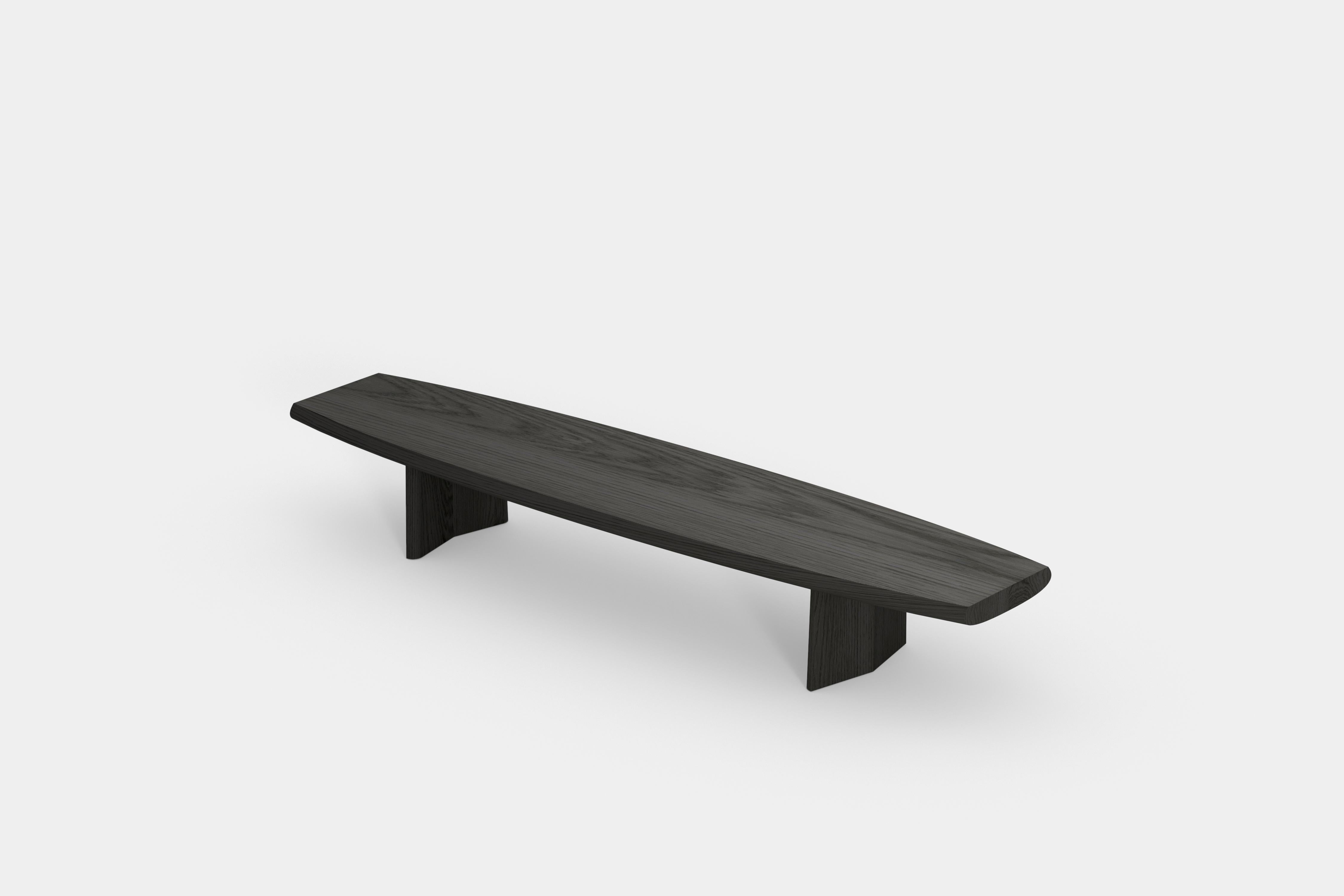 Oak Set of 2 Peana Coffee Tables, Bench in Black Tinted Wood Finish by Joel Escalona For Sale