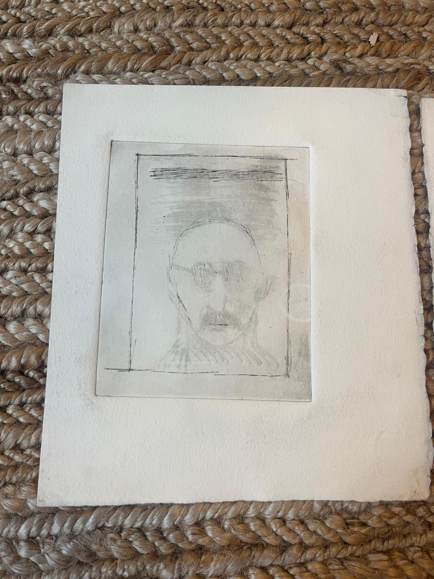 North American Set of 2 Pencil Sketches on Canvas Paper For Sale