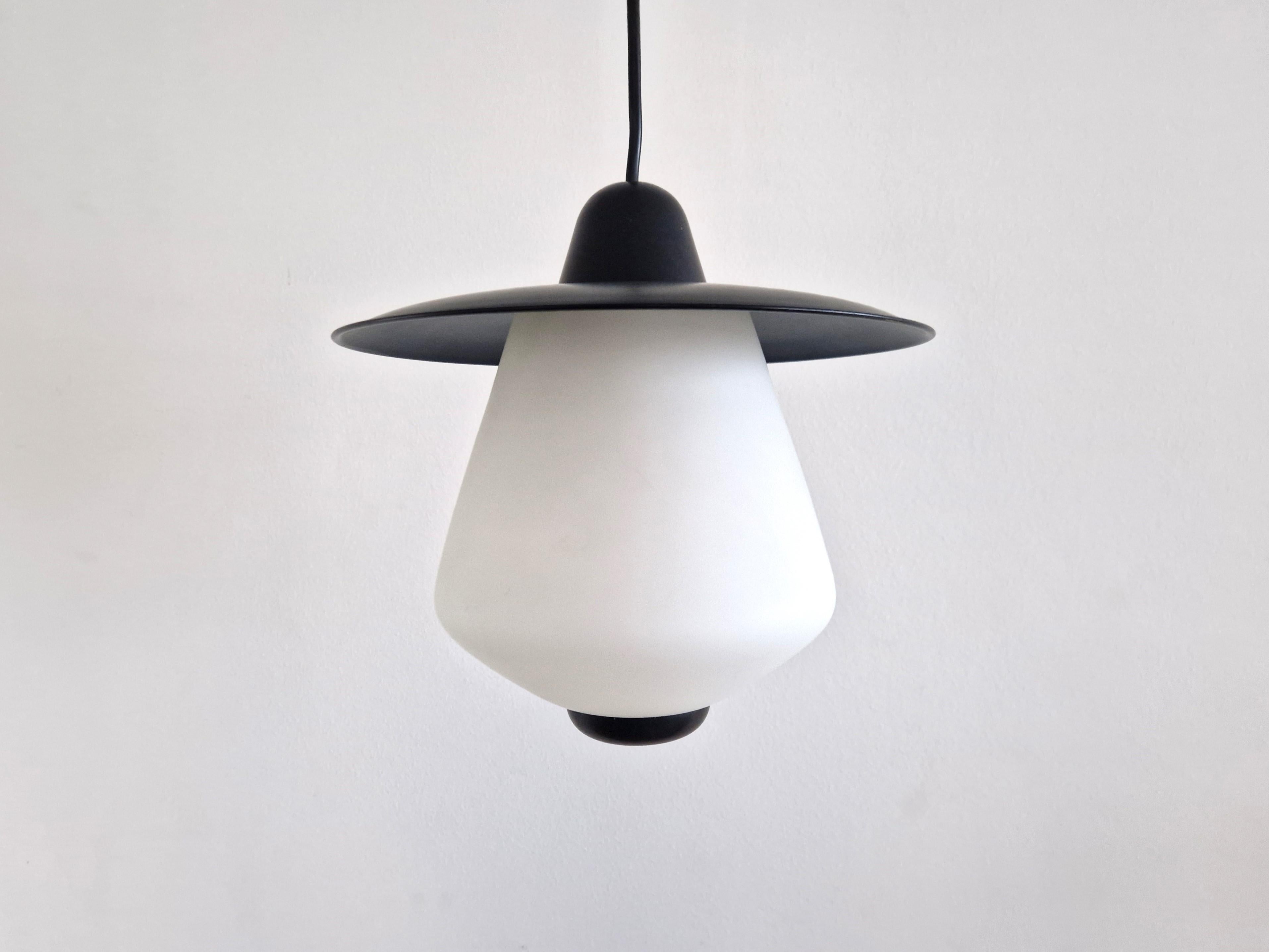 Europeo Set di 2 lampade a sospensione in bianco e nero, anni '50 in vendita