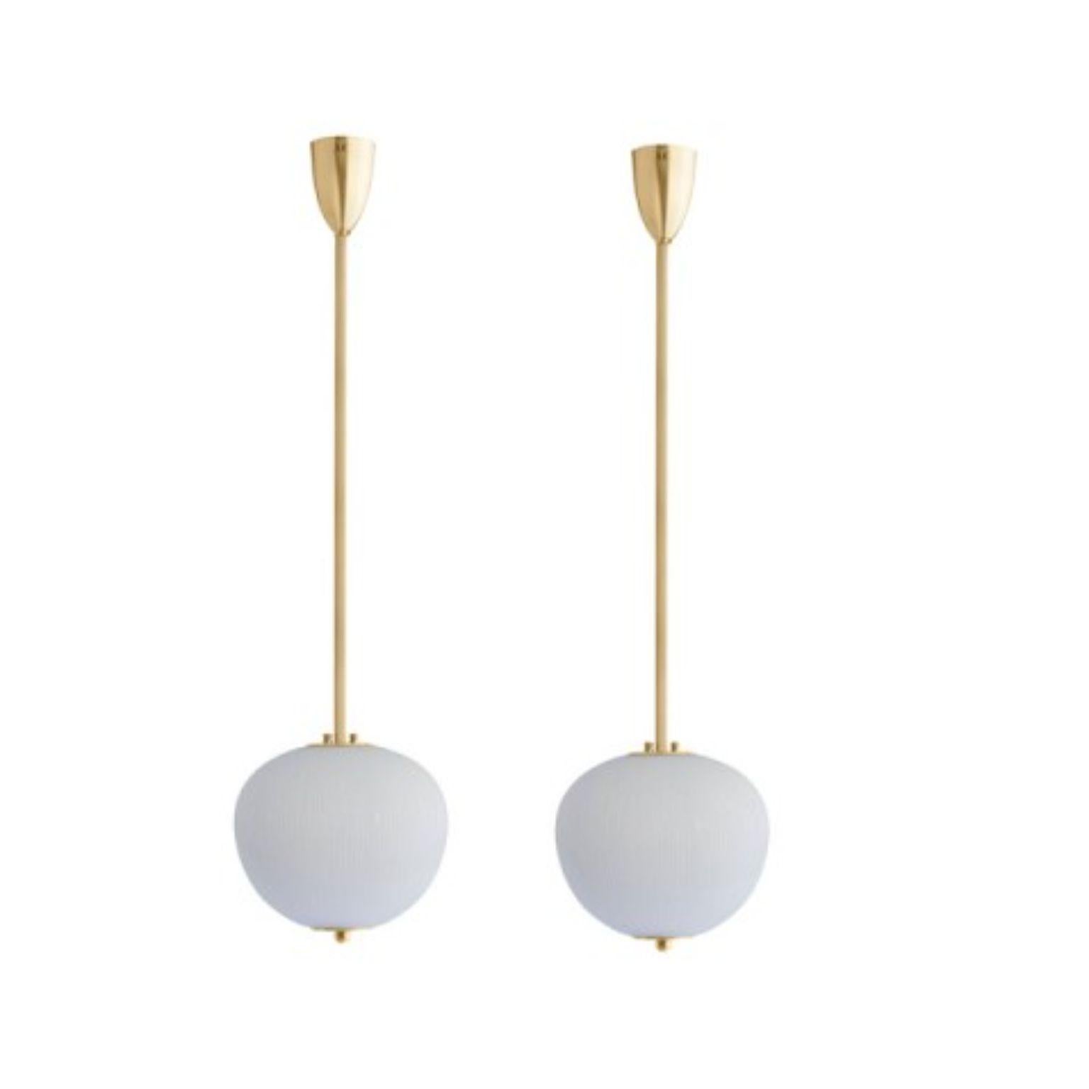 Pendant China 03 by Magic Circus Editions
Dimensions: H 90 x W 26.2 x D 26.2 cm, also available in H 110, 130, 150, 175, 190
Materials: brass, mouth blown glass sculpted with a diamond saw
Colour: rich grey

Available finishes: Brass,