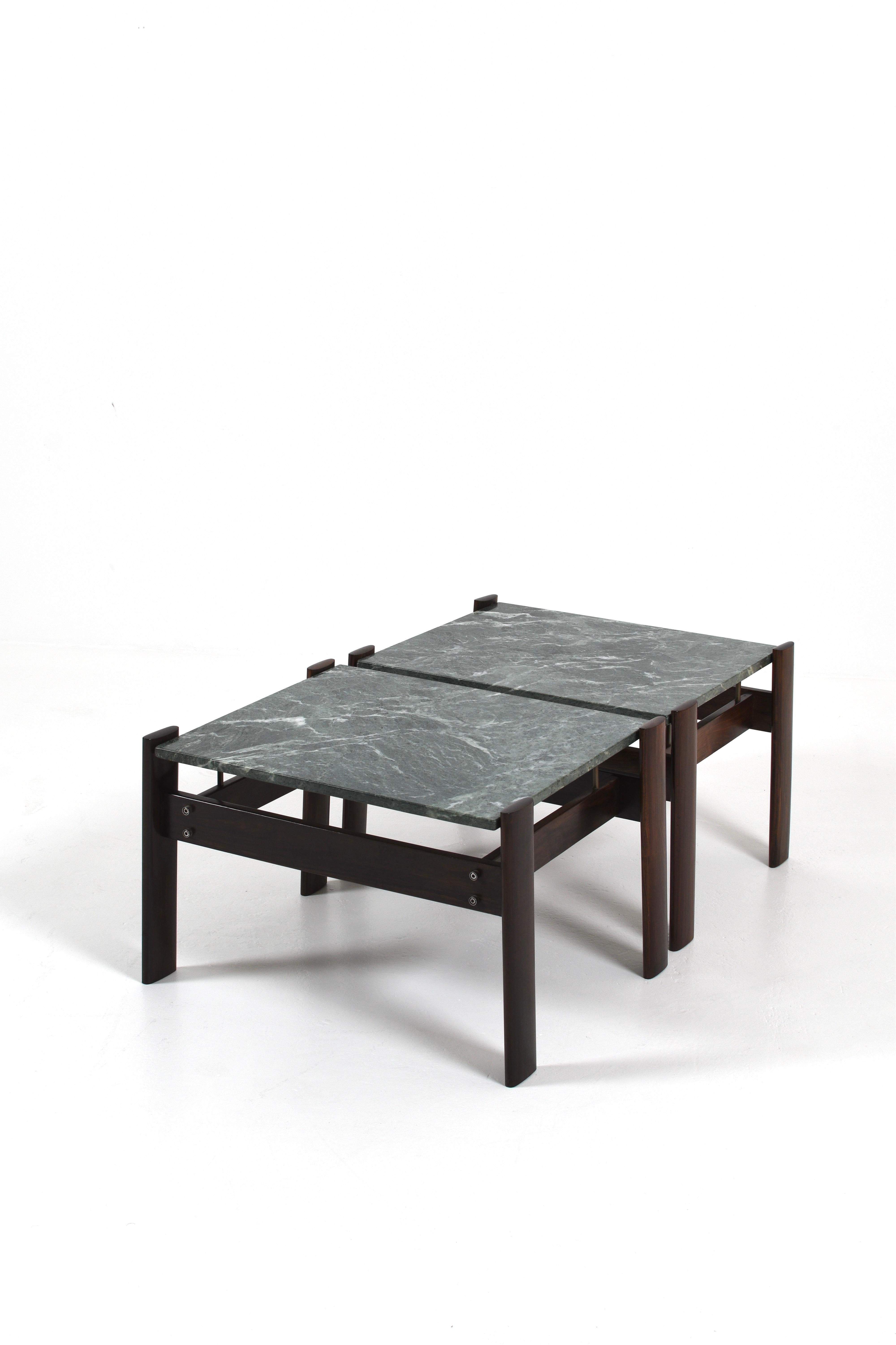 Set of 2 Percival Lafer Green Marble Side Tables, Brazil, 1970s For Sale 4