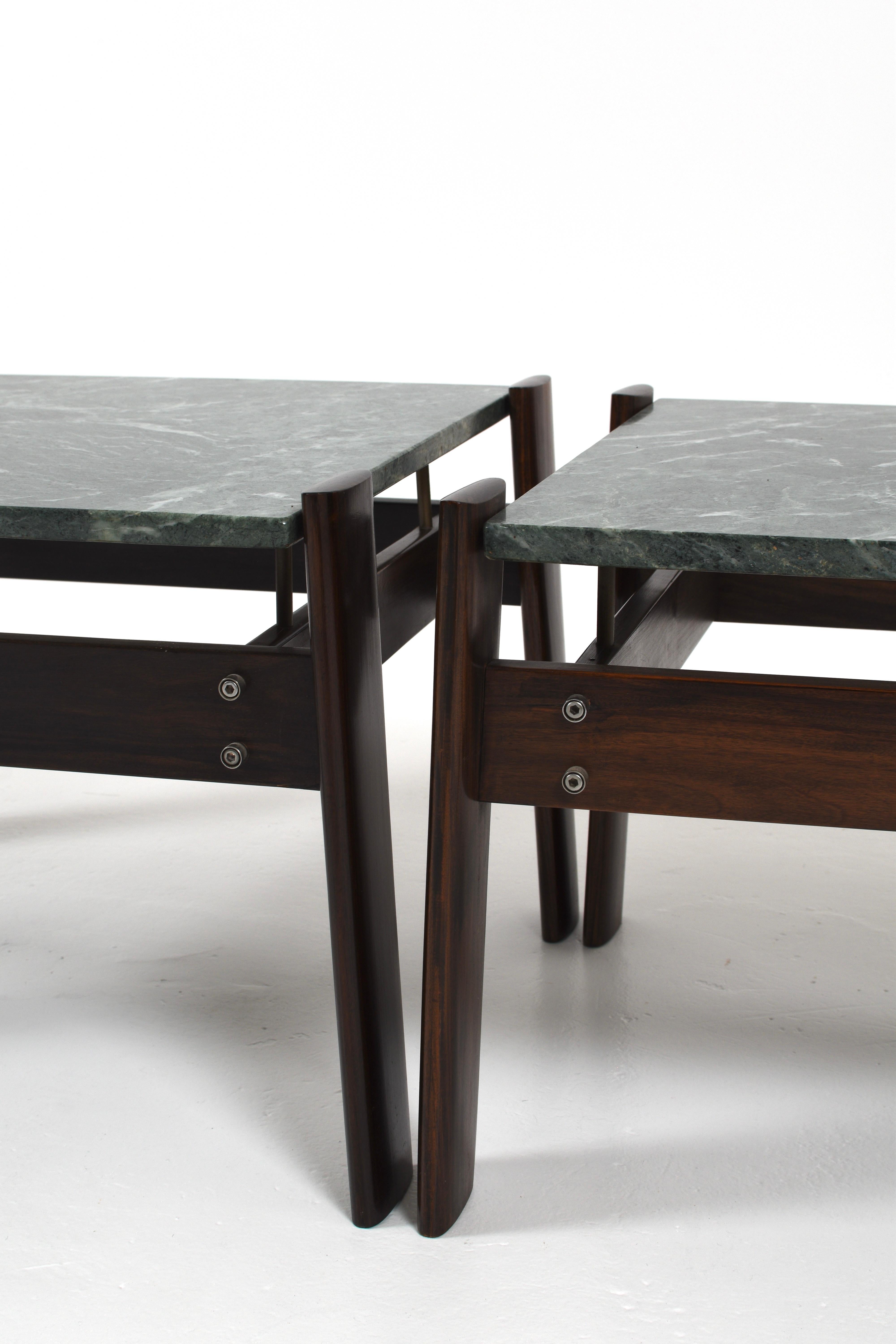 Set of 2 Percival Lafer Green Marble Side Tables, Brazil, 1970s For Sale 5