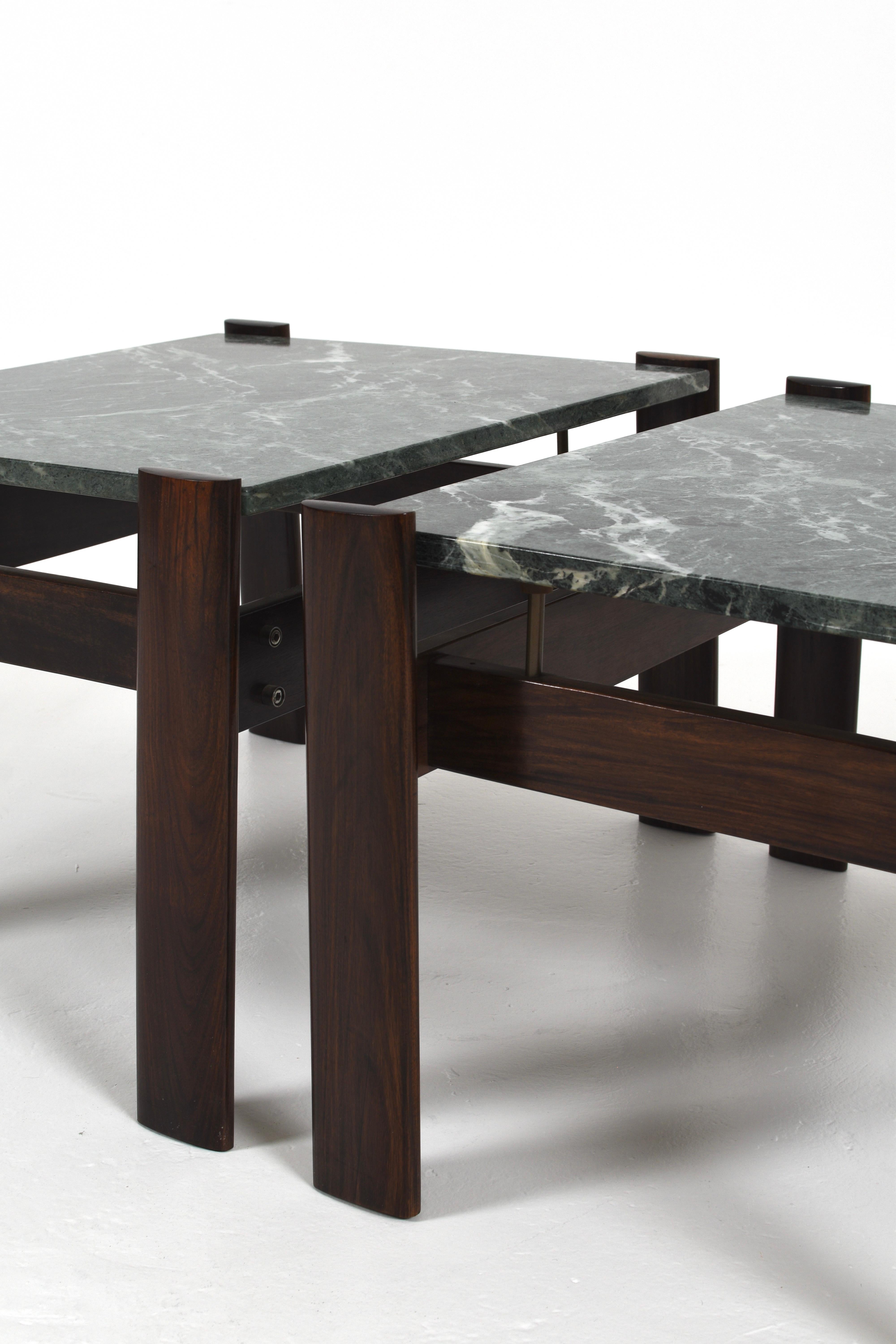 Set of 2 Percival Lafer Green Marble Side Tables, Brazil, 1970s In Good Condition For Sale In Göteborg, SE