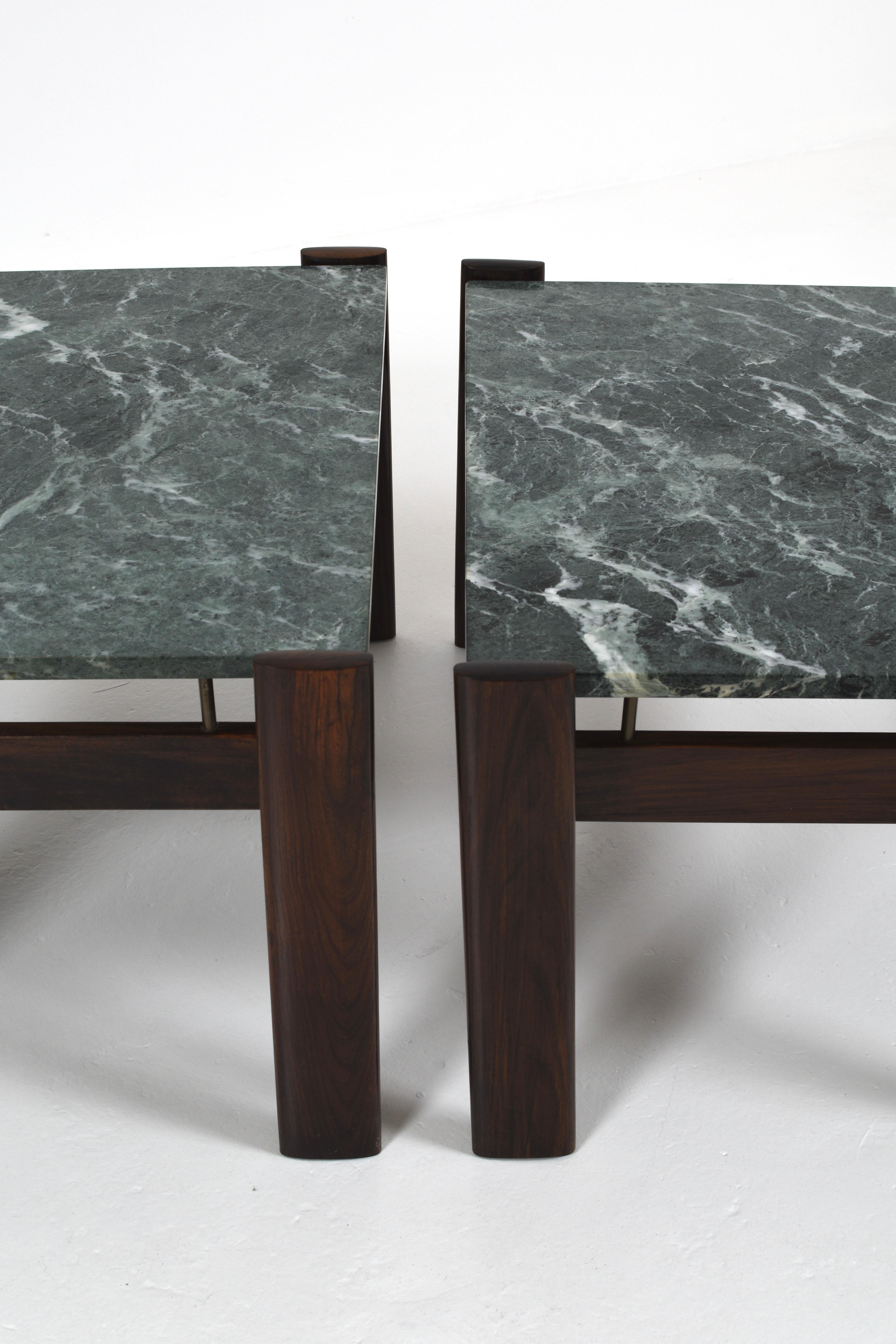 Set of 2 Percival Lafer Green Marble Side Tables, Brazil, 1970s For Sale 1