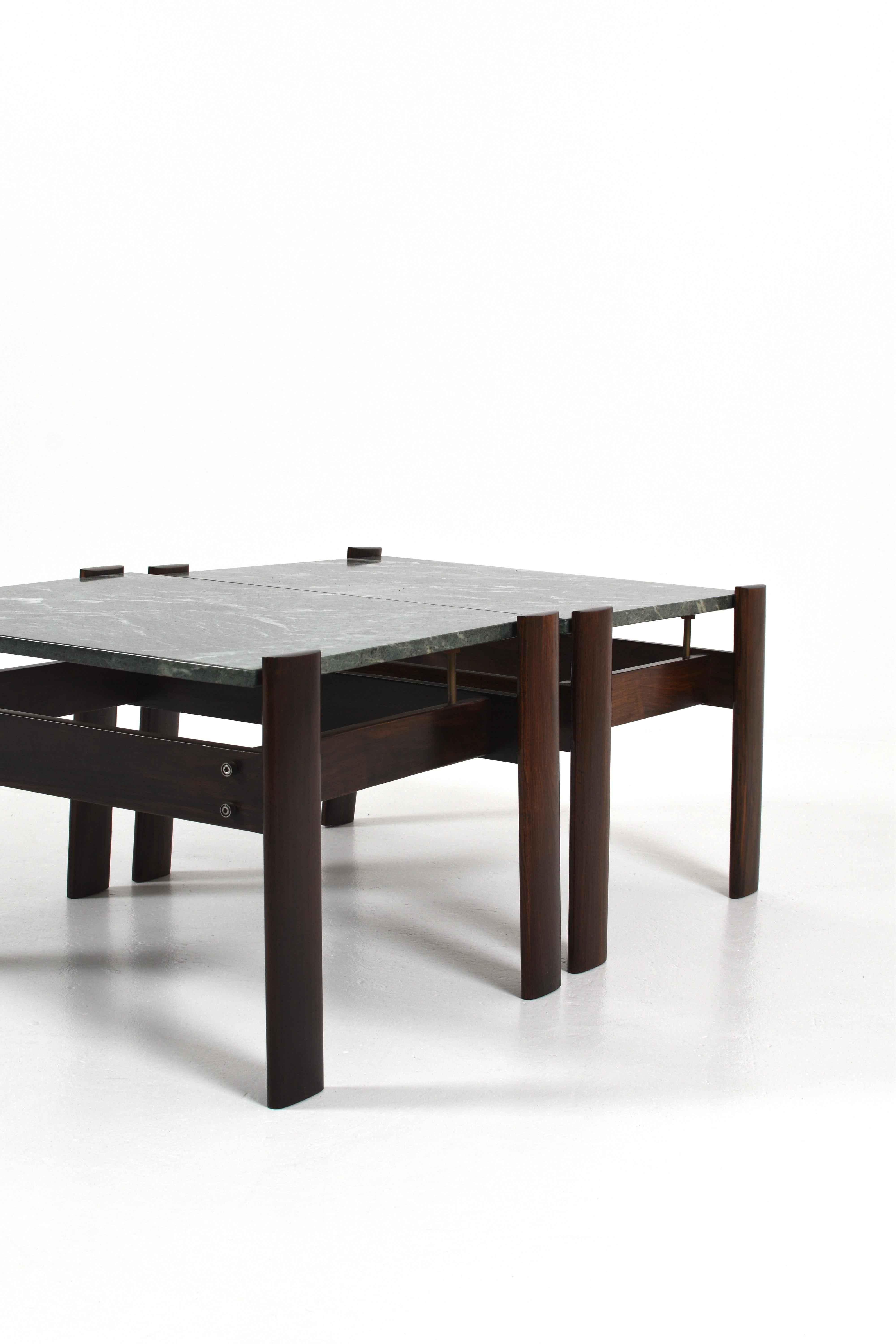 Set of 2 Percival Lafer Green Marble Side Tables, Brazil, 1970s For Sale 2